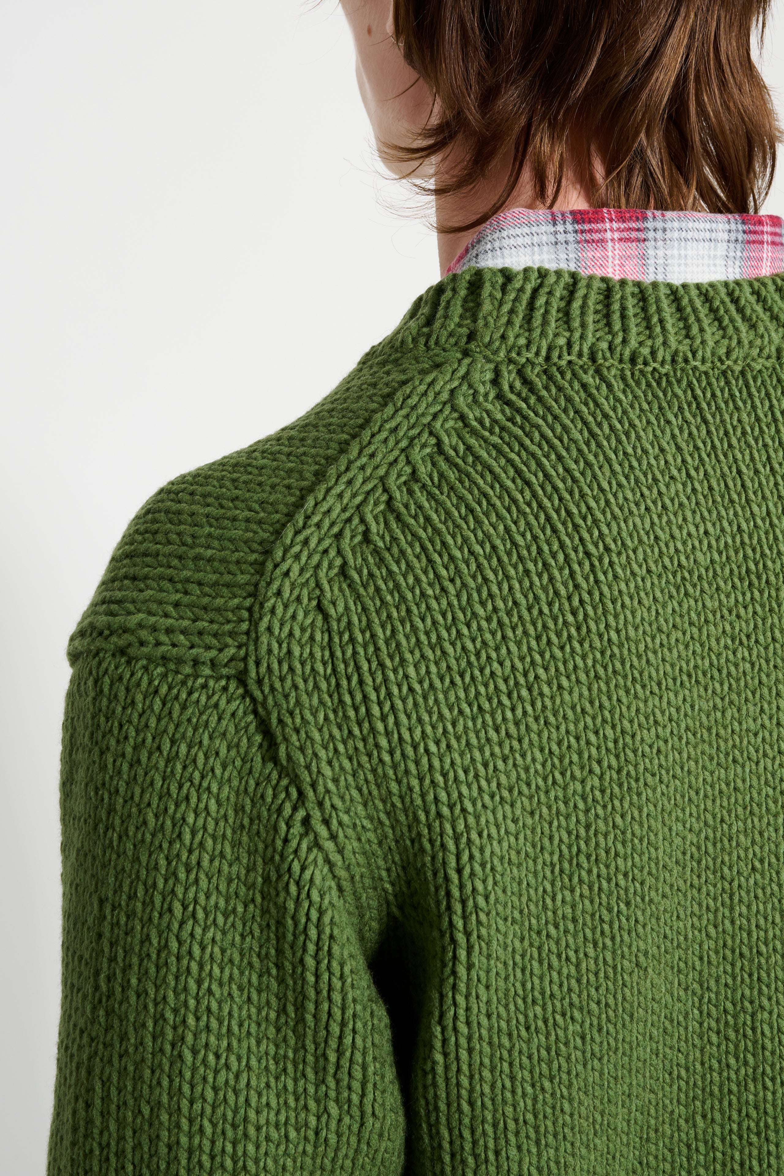 Auralee Wool Cashmere Felted Knit Cardigan Olive