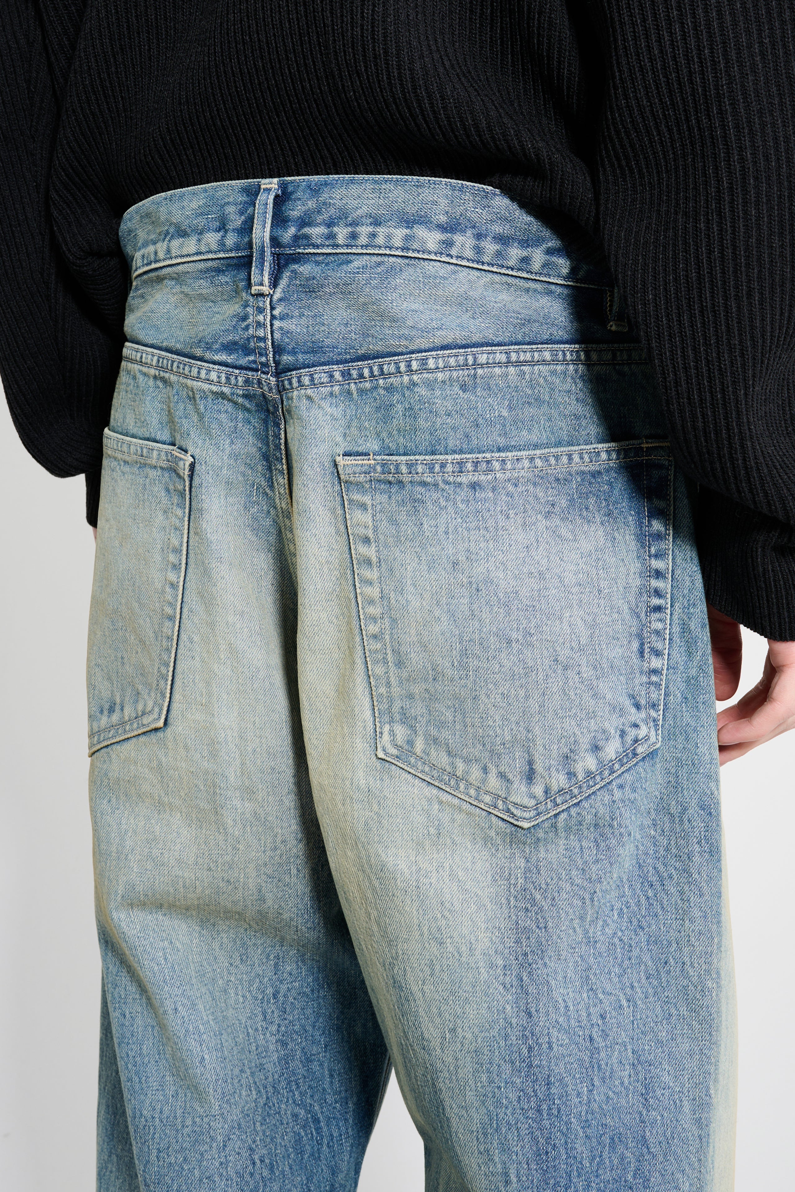 Auralee Selvedge Faded Heavy Denim Wide Pants Faded Indigo