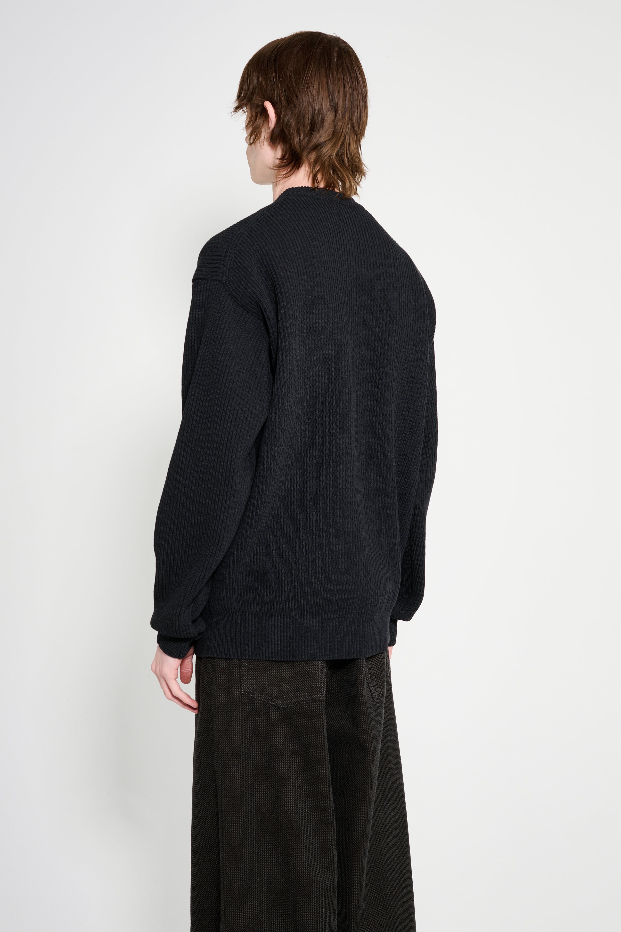 Auralee Super Fine Wool Rib Knit Pullover Black