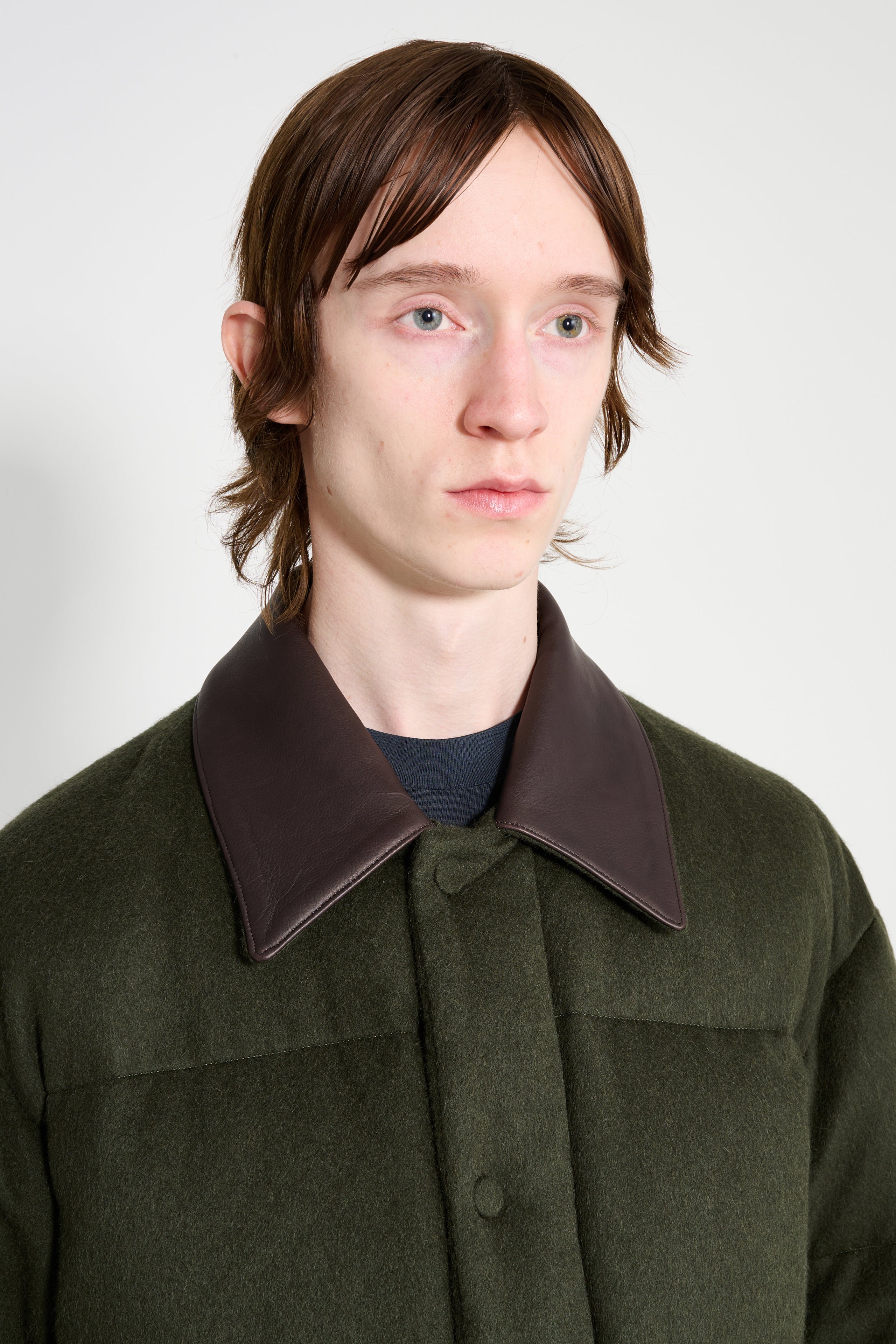 Auralee Baby Camel Flannel Down Blouson Dark Olive