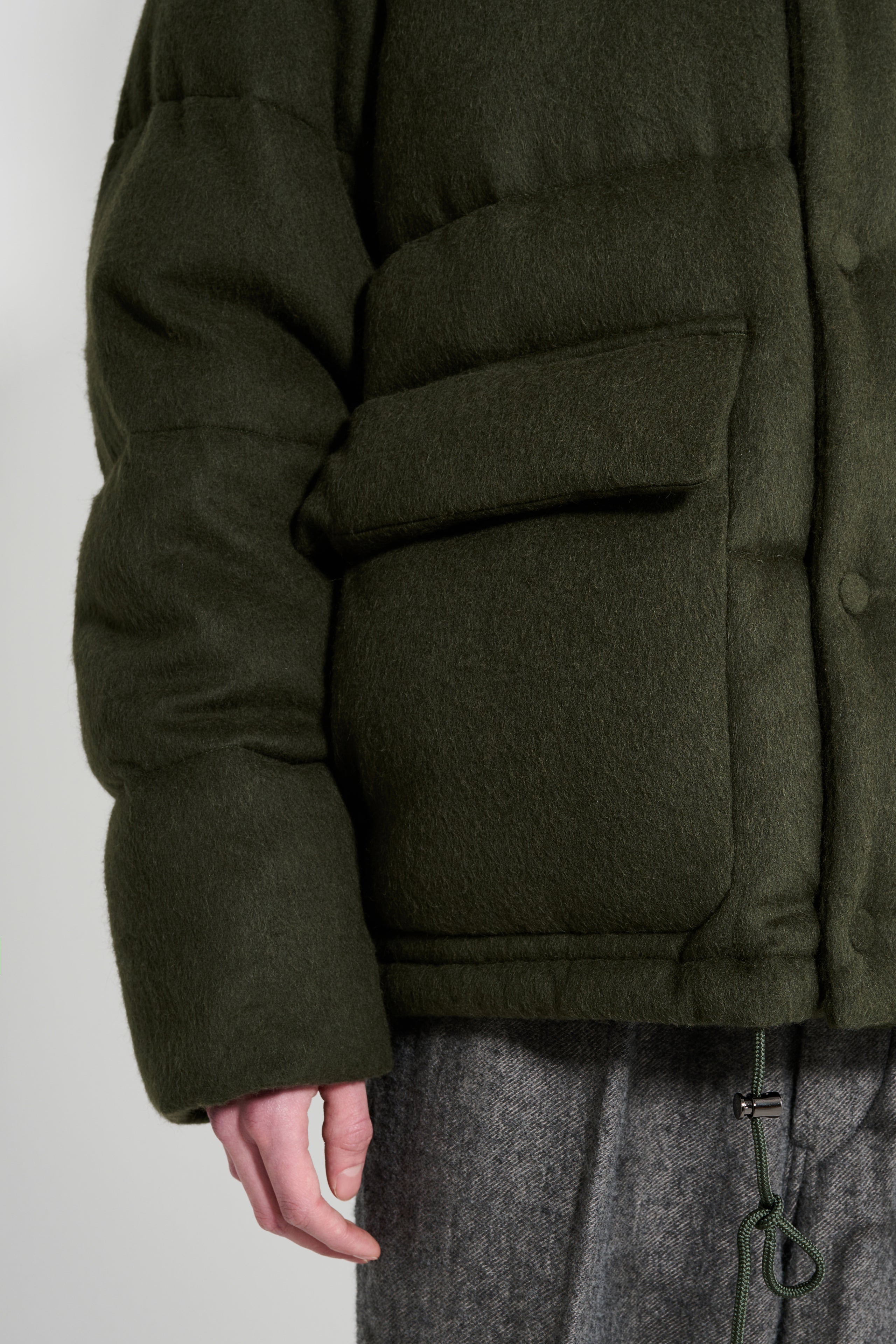 Auralee Baby Camel Flannel Down Blouson Dark Olive