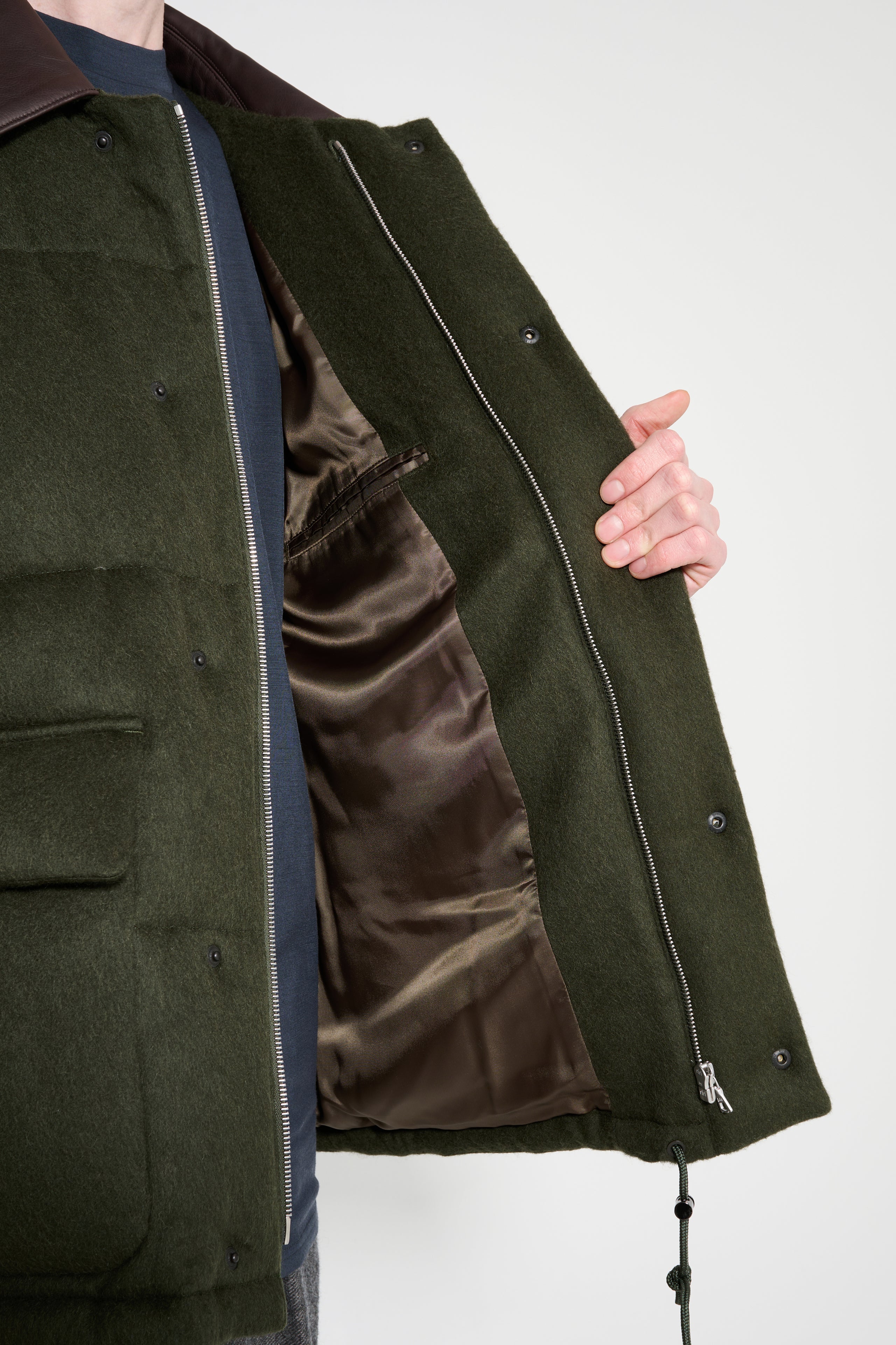 Auralee Baby Camel Flannel Down Blouson Dark Olive