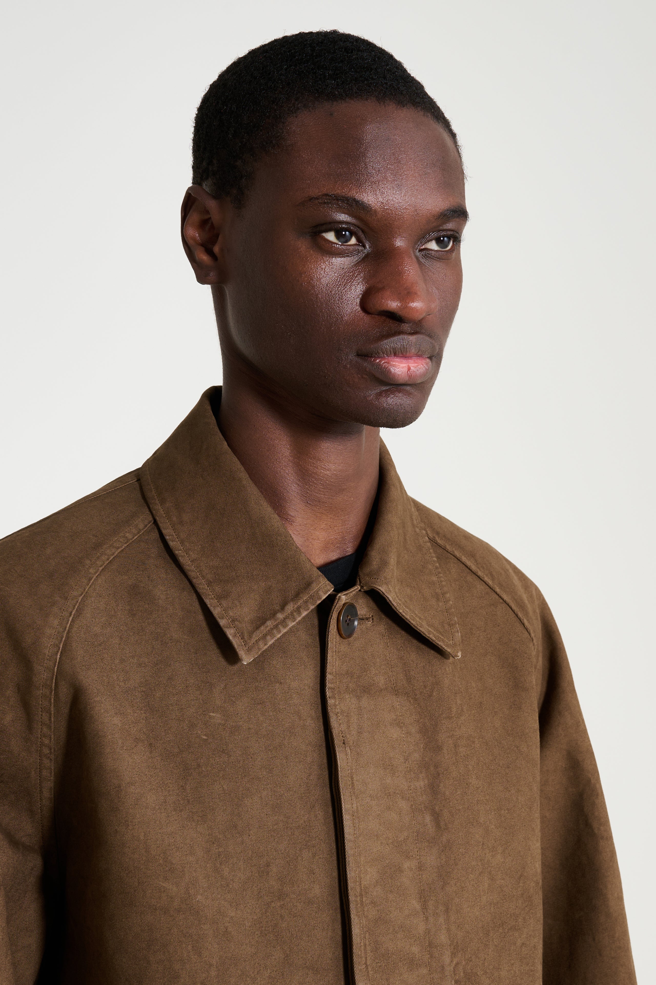 Auralee Garment Dyed Organic Cotton Heavy Twill Short Coat Dark Brown