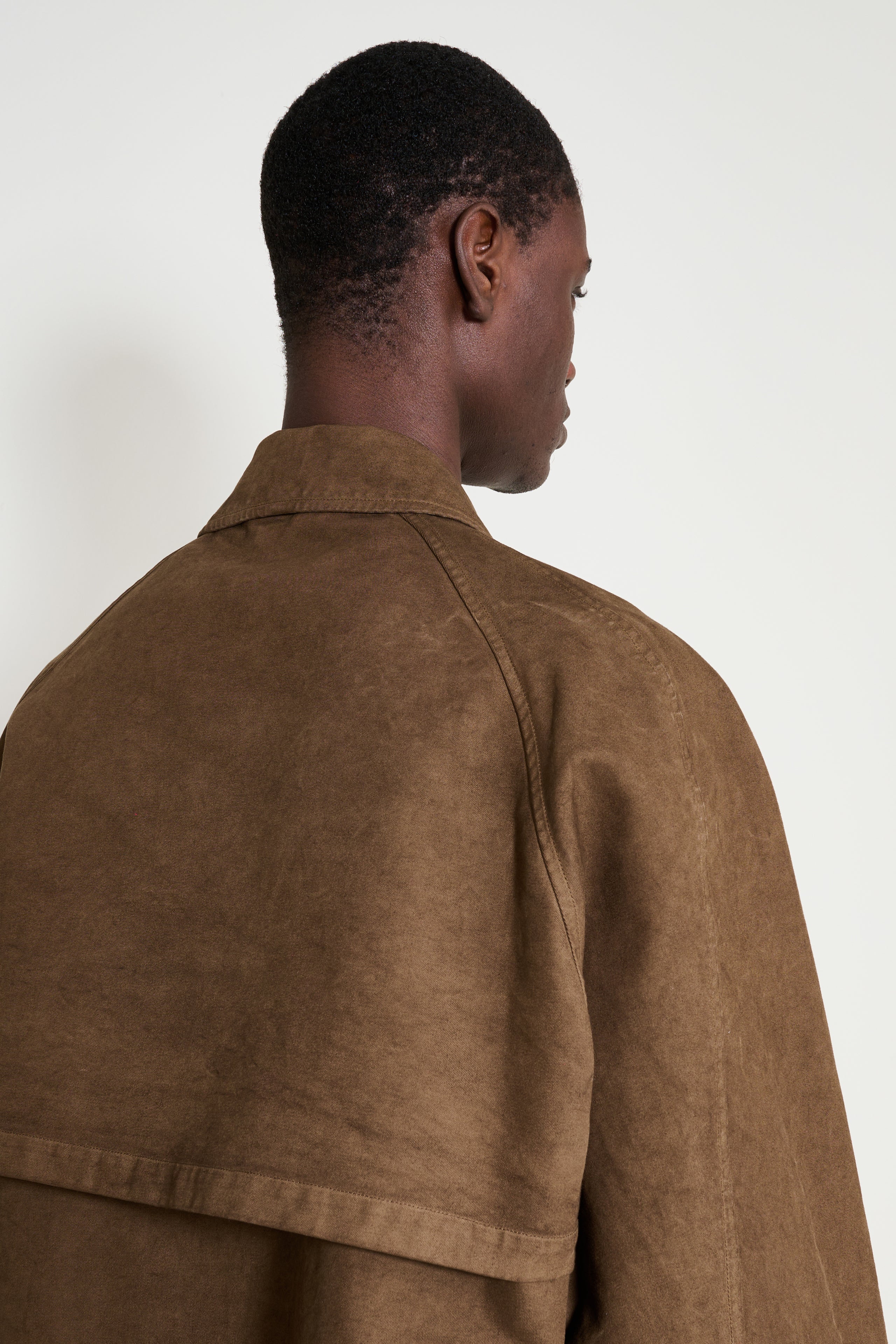 Auralee Garment Dyed Organic Cotton Heavy Twill Short Coat Dark Brown