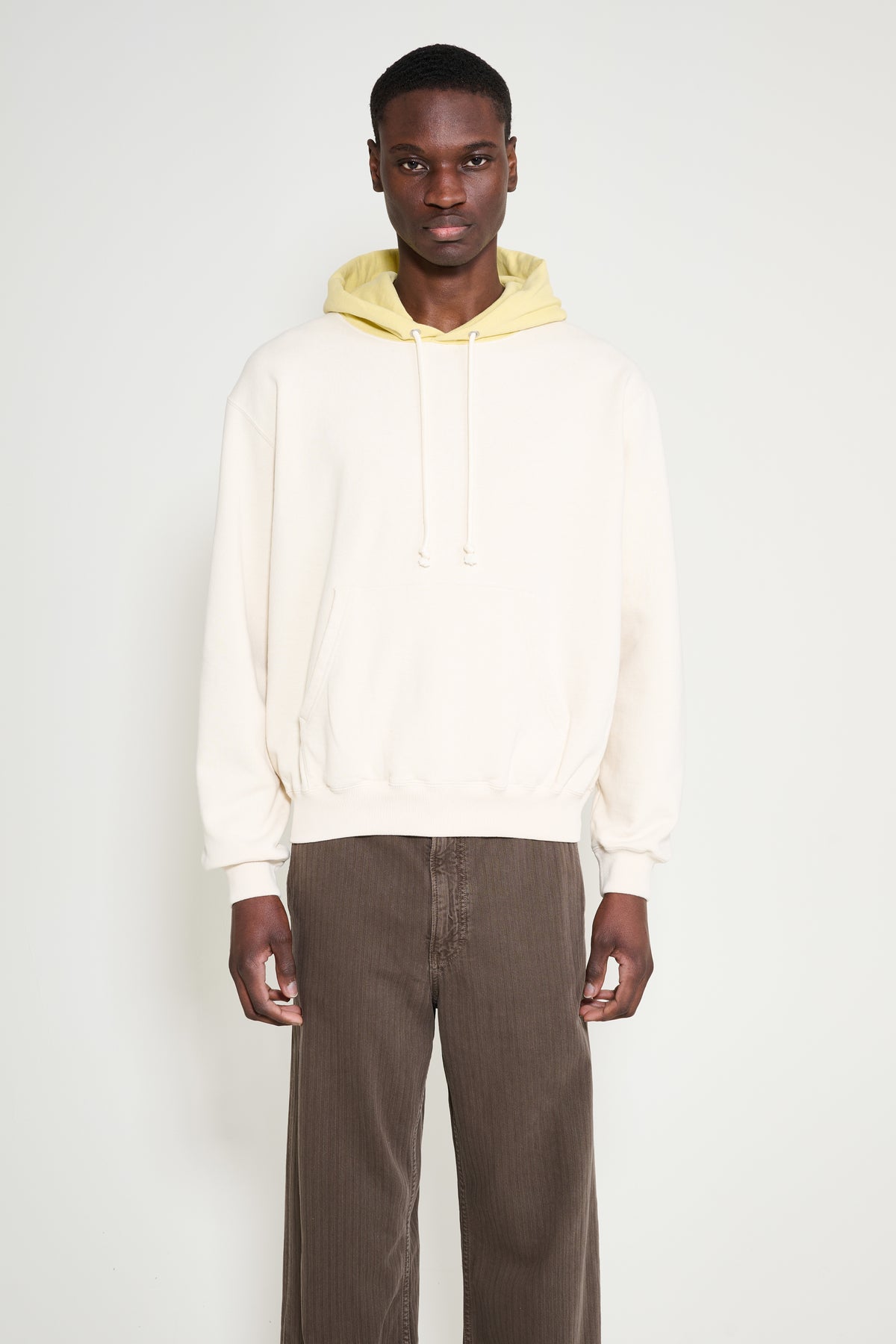 Auralee Smooth Soft BD Sweat P/O Parka Smoky White / Light Yellow 