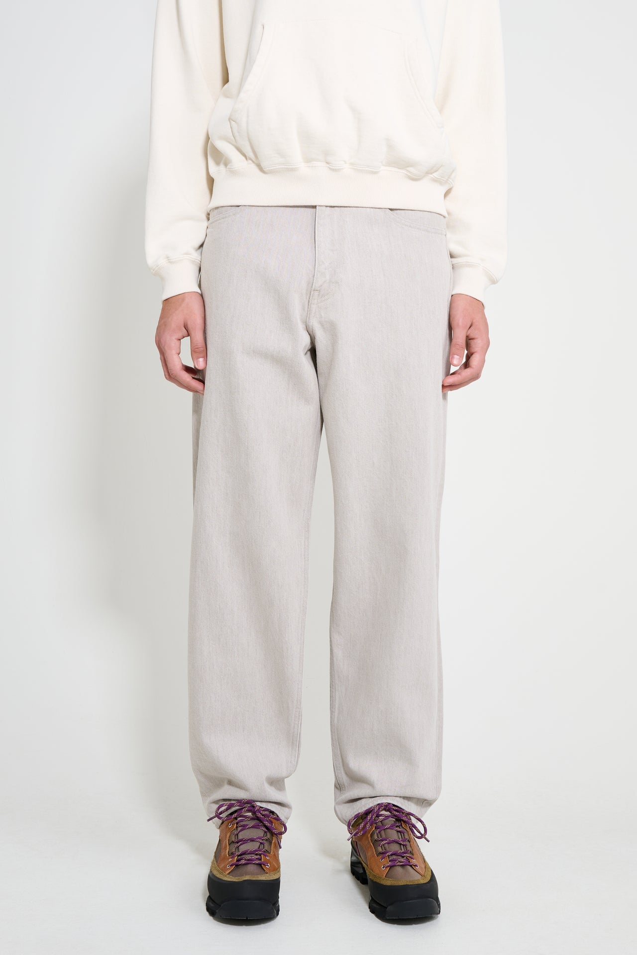 Auralee Faded Hard Twist Denim Wide Pants Brown / Light Grey