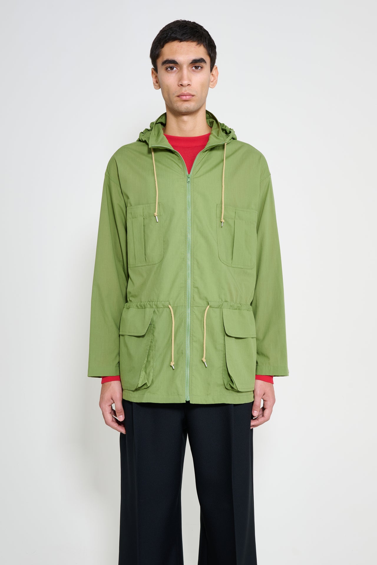 Auralee Super Fine Cotton Lawn Hooded Blouson Dusty Green