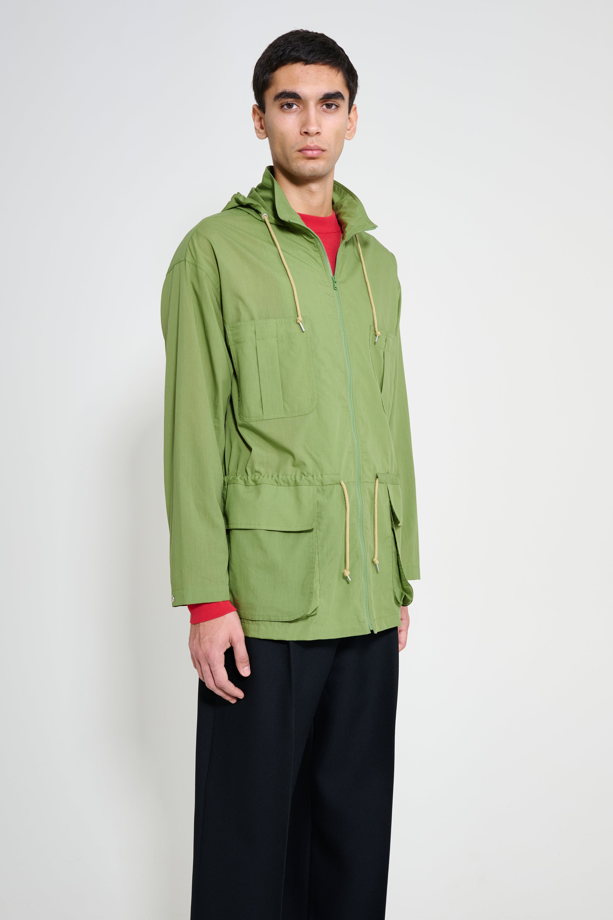 Auralee Super Fine Cotton Lawn Hooded Blouson Dusty Green