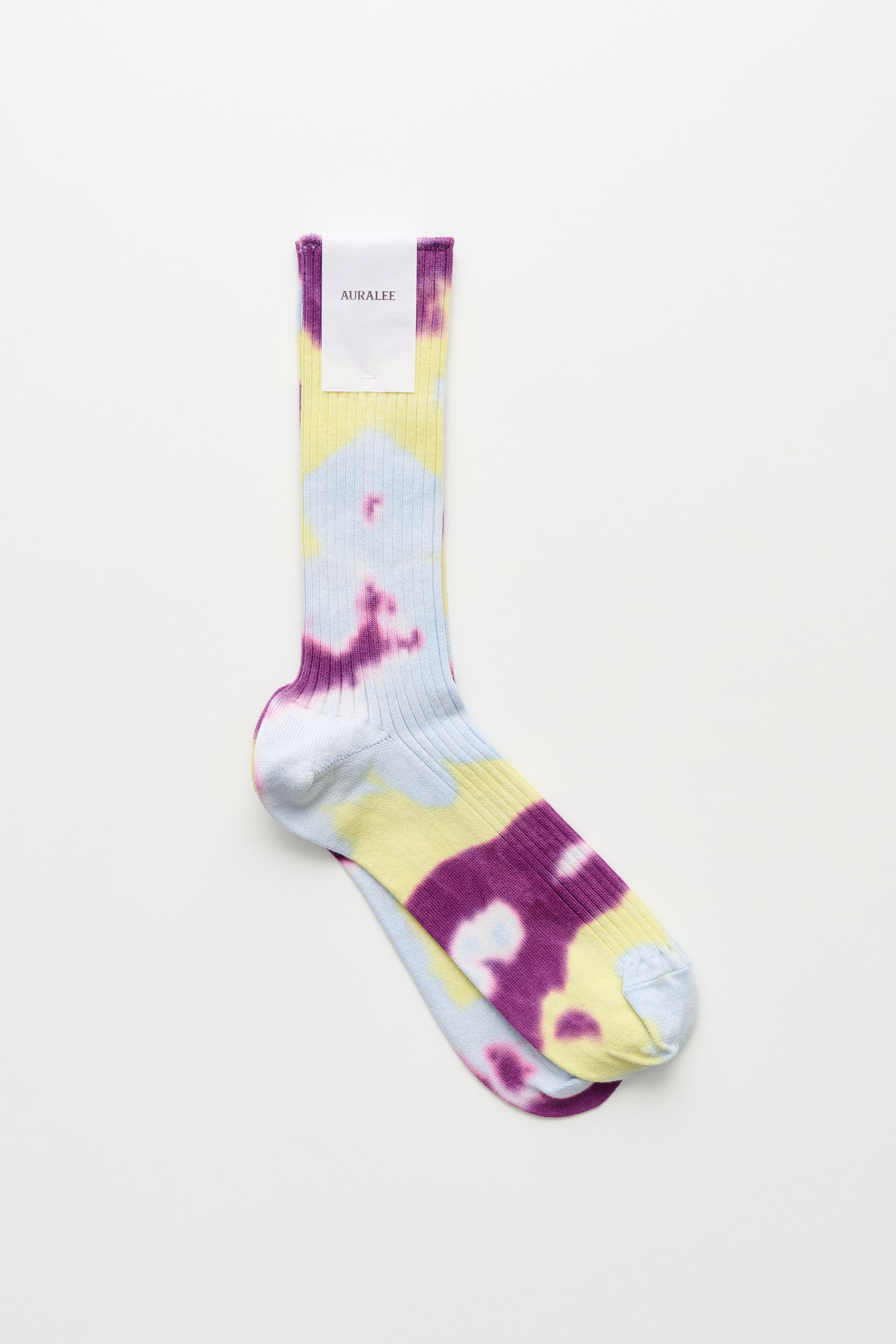 Auralee Giza High Gauge Tie-Dye Socks Light Blue / Purple