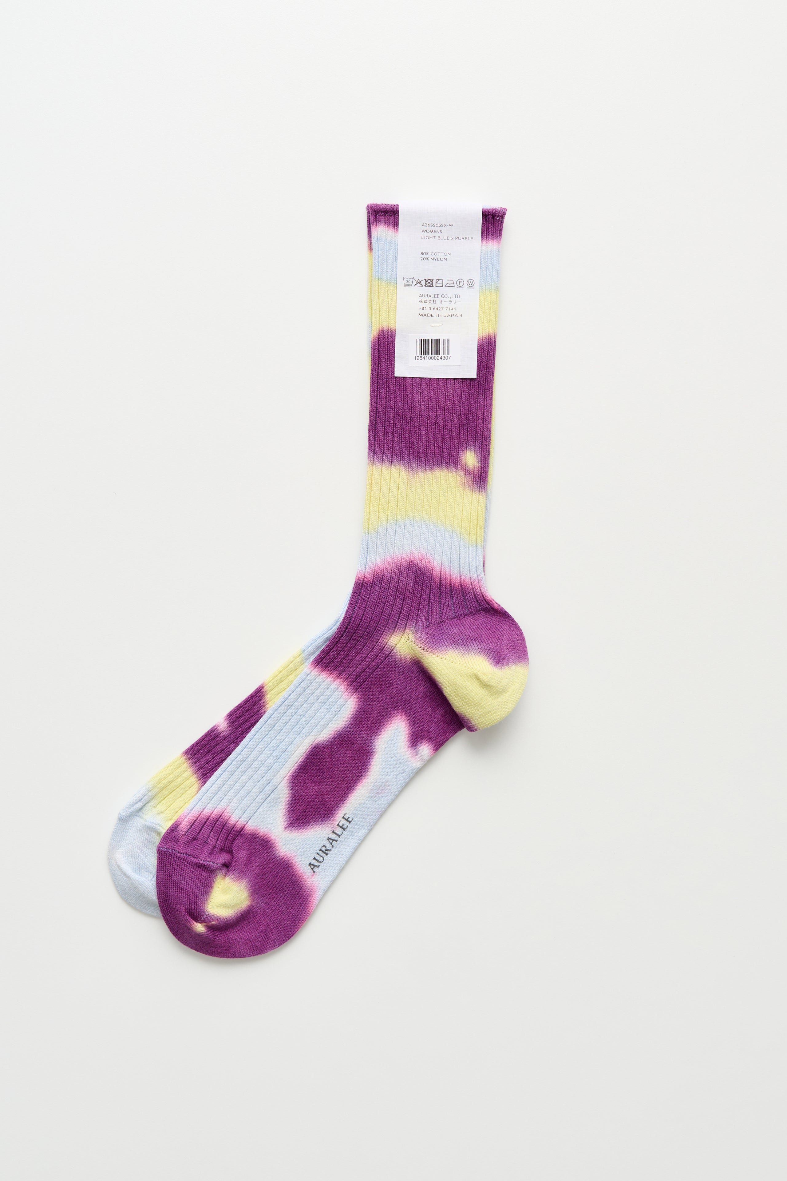 Auralee Giza High Gauge Tie-Dye Socks Light Blue / Purple