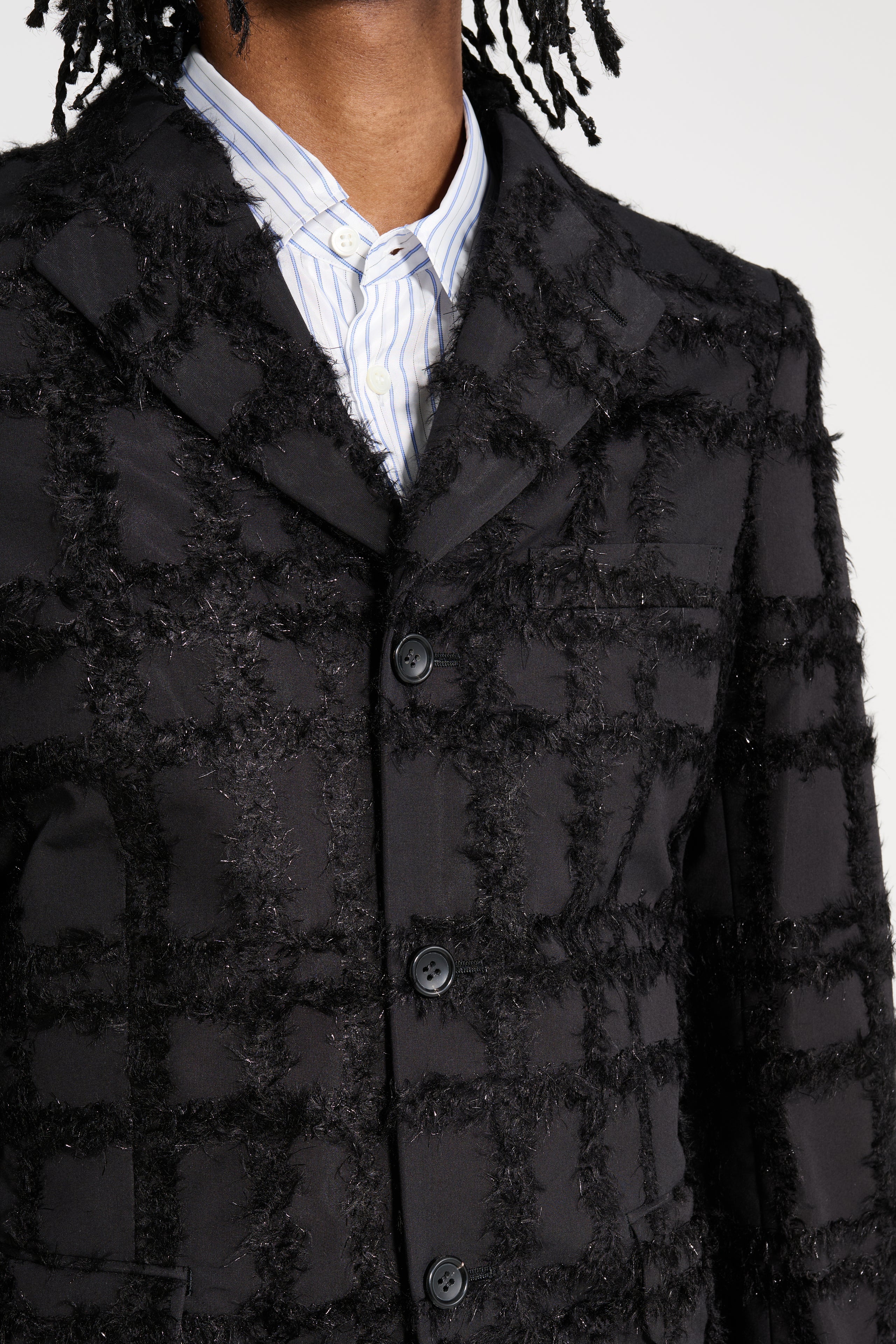 Comme des Garçons Homme Plus Fil-Coupé Effect Blazer Black