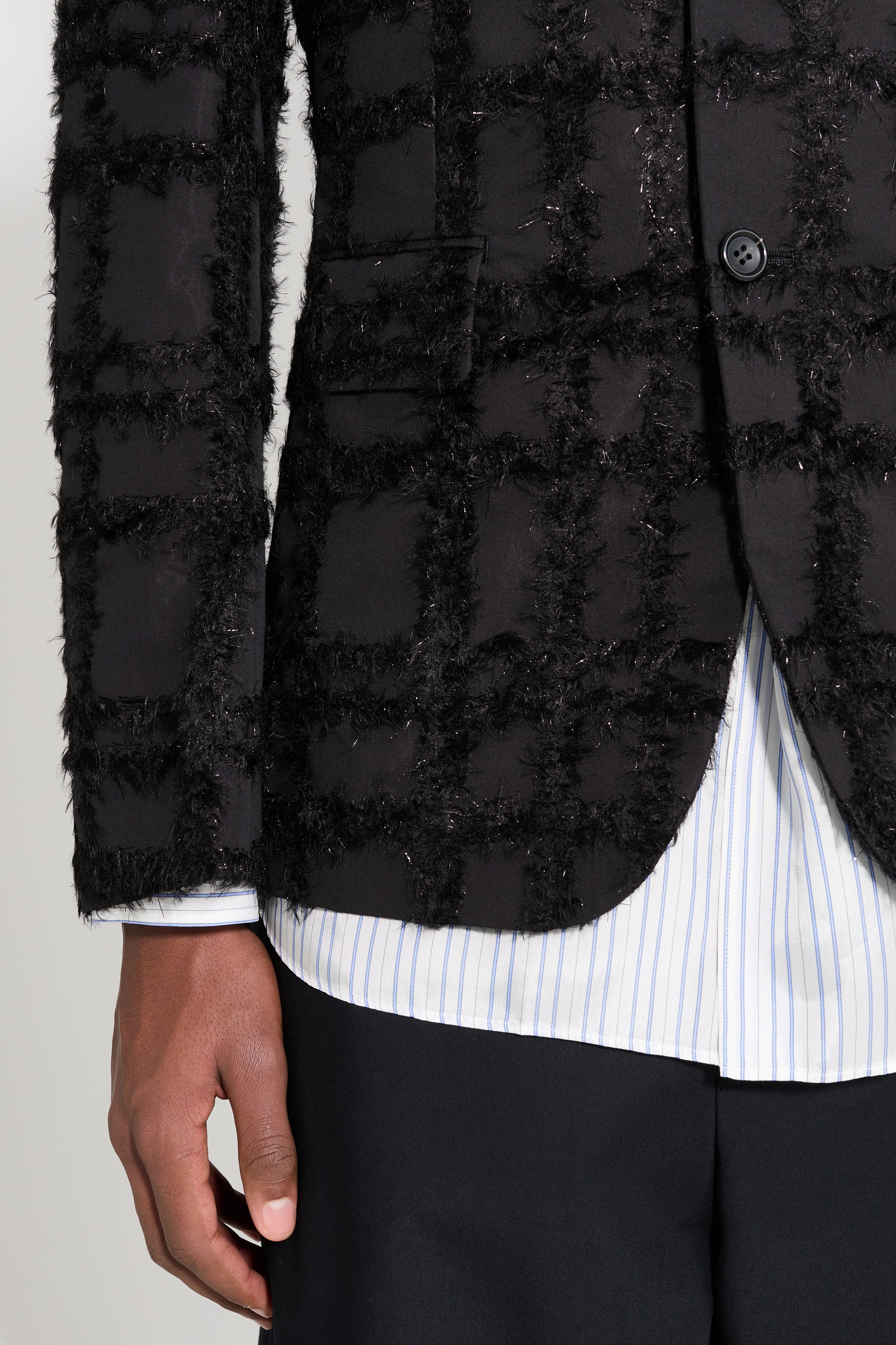 Comme des Garçons Homme Plus Fil-Coupé Effect Blazer Black