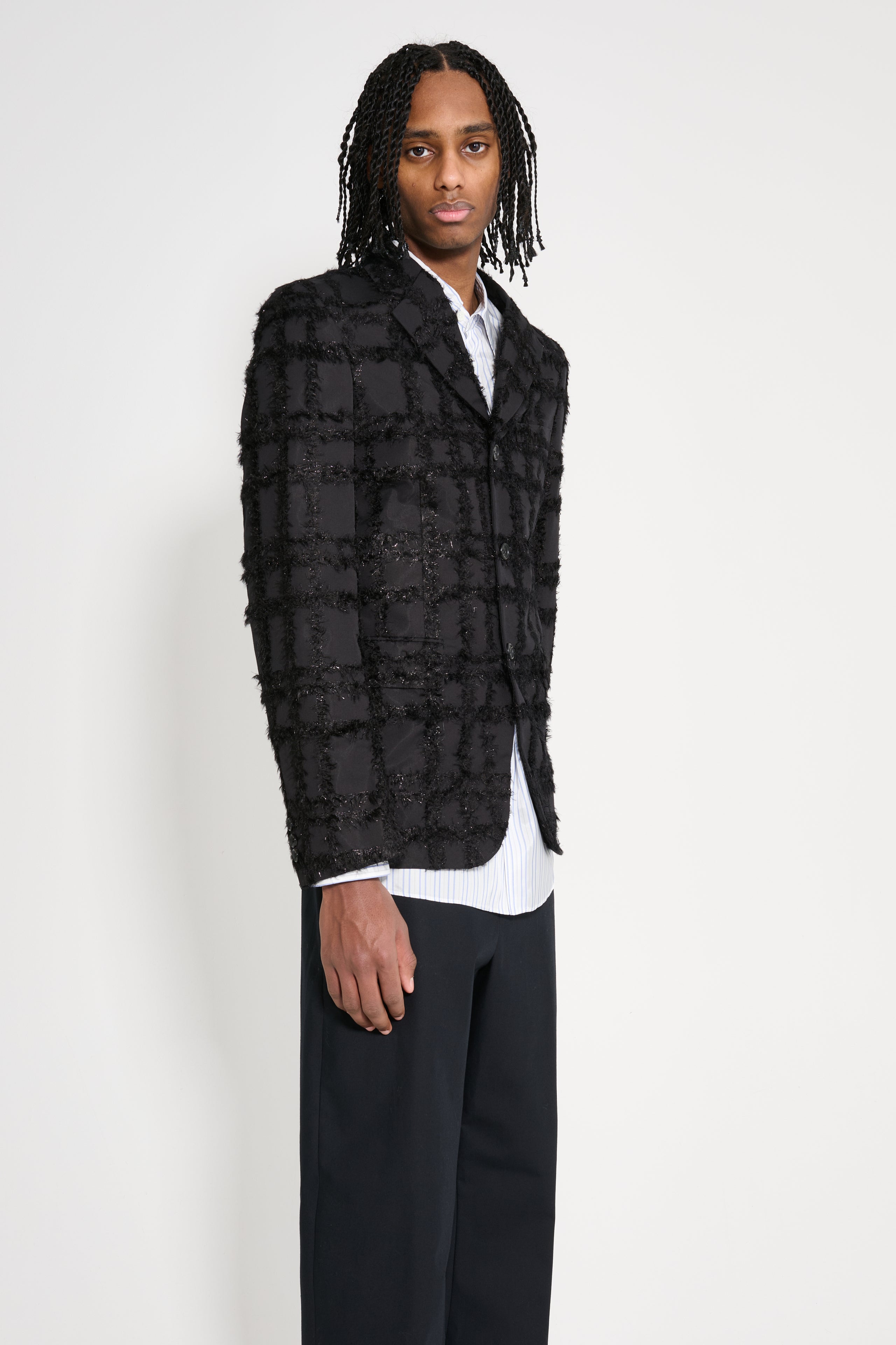 Comme des Garçons Homme Plus Fil-Coupé Effect Blazer Black