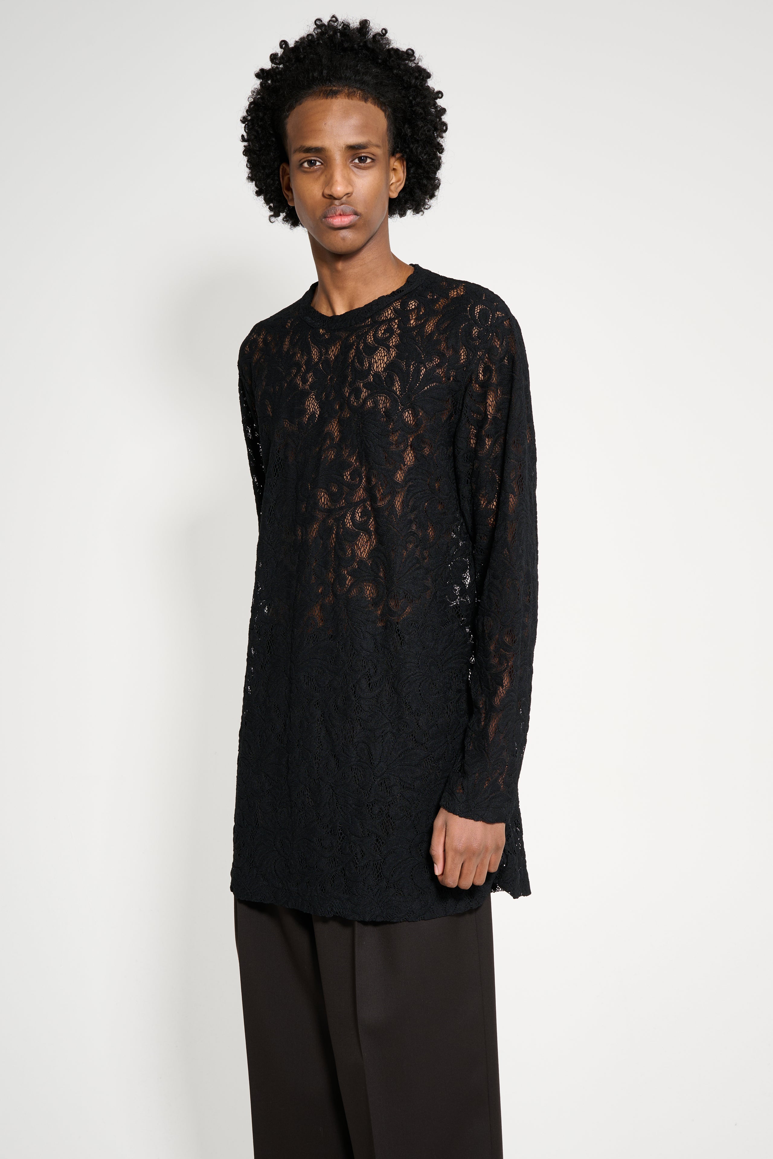 Comme des Garçons Homme Plus Lace Long Sleeve T-shirt Black