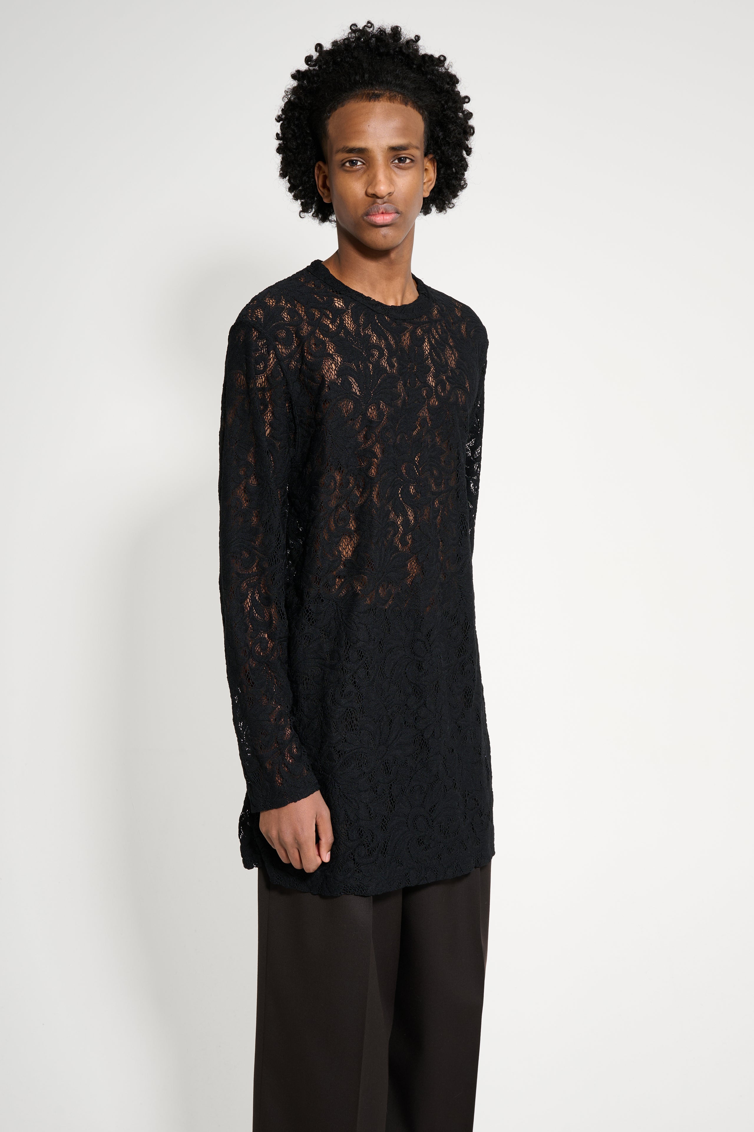 Comme des Garçons Homme Plus Lace Long Sleeve T-shirt Black