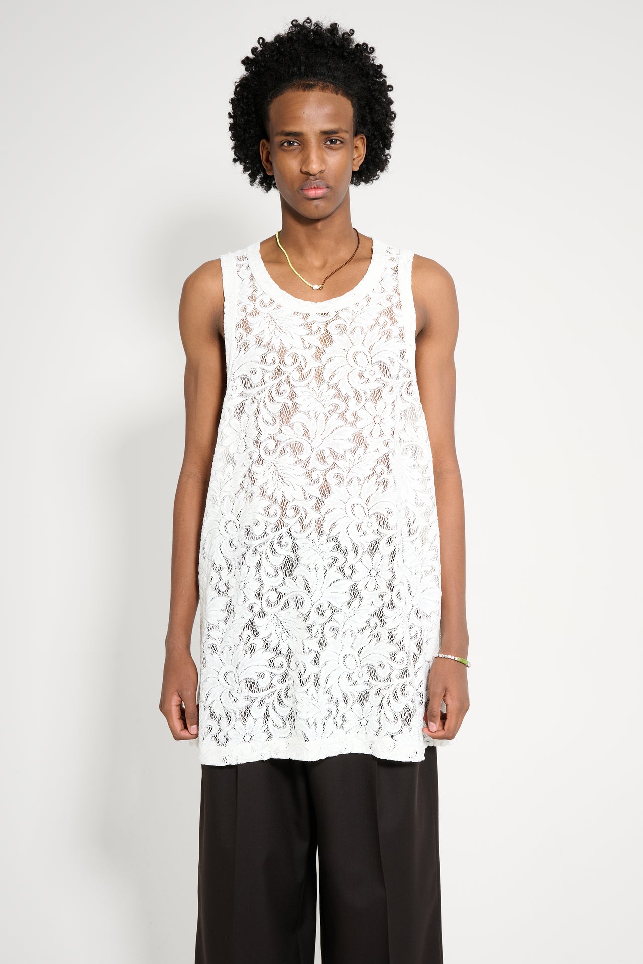 Comme des Garçons Homme Plus Lace Tank Top Off White