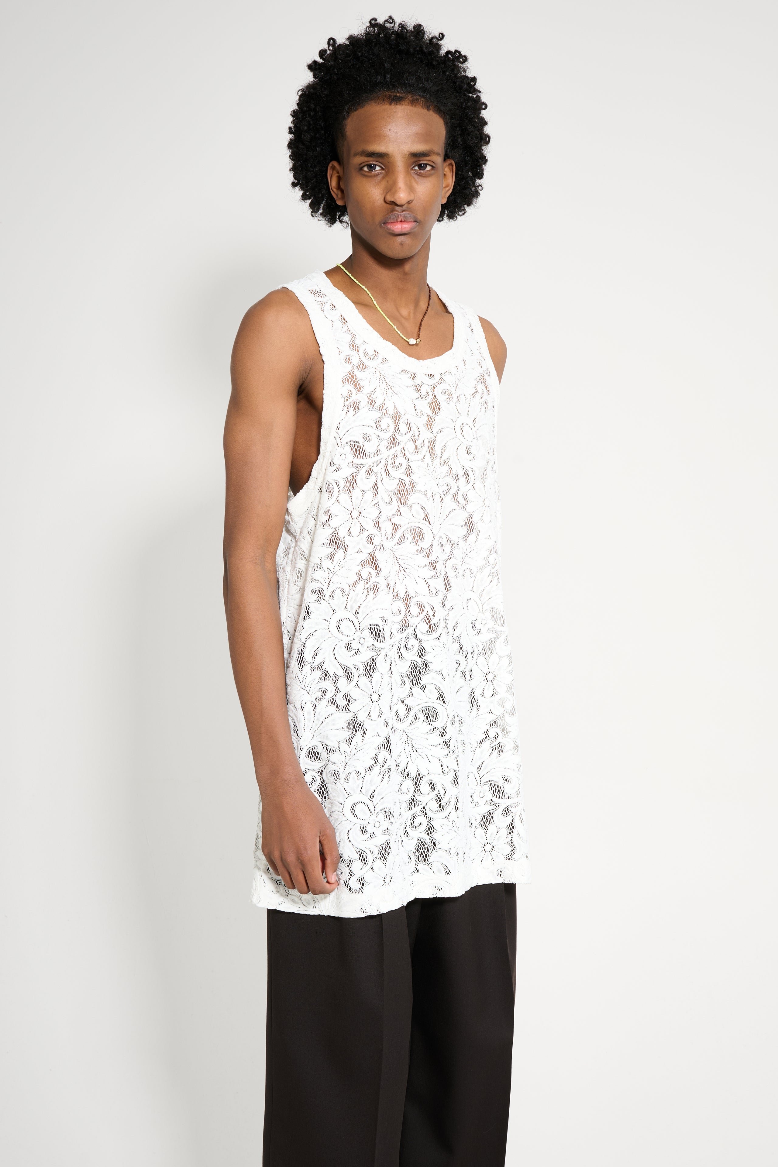 Comme des Garçons Homme Plus Lace Tank Top Off White