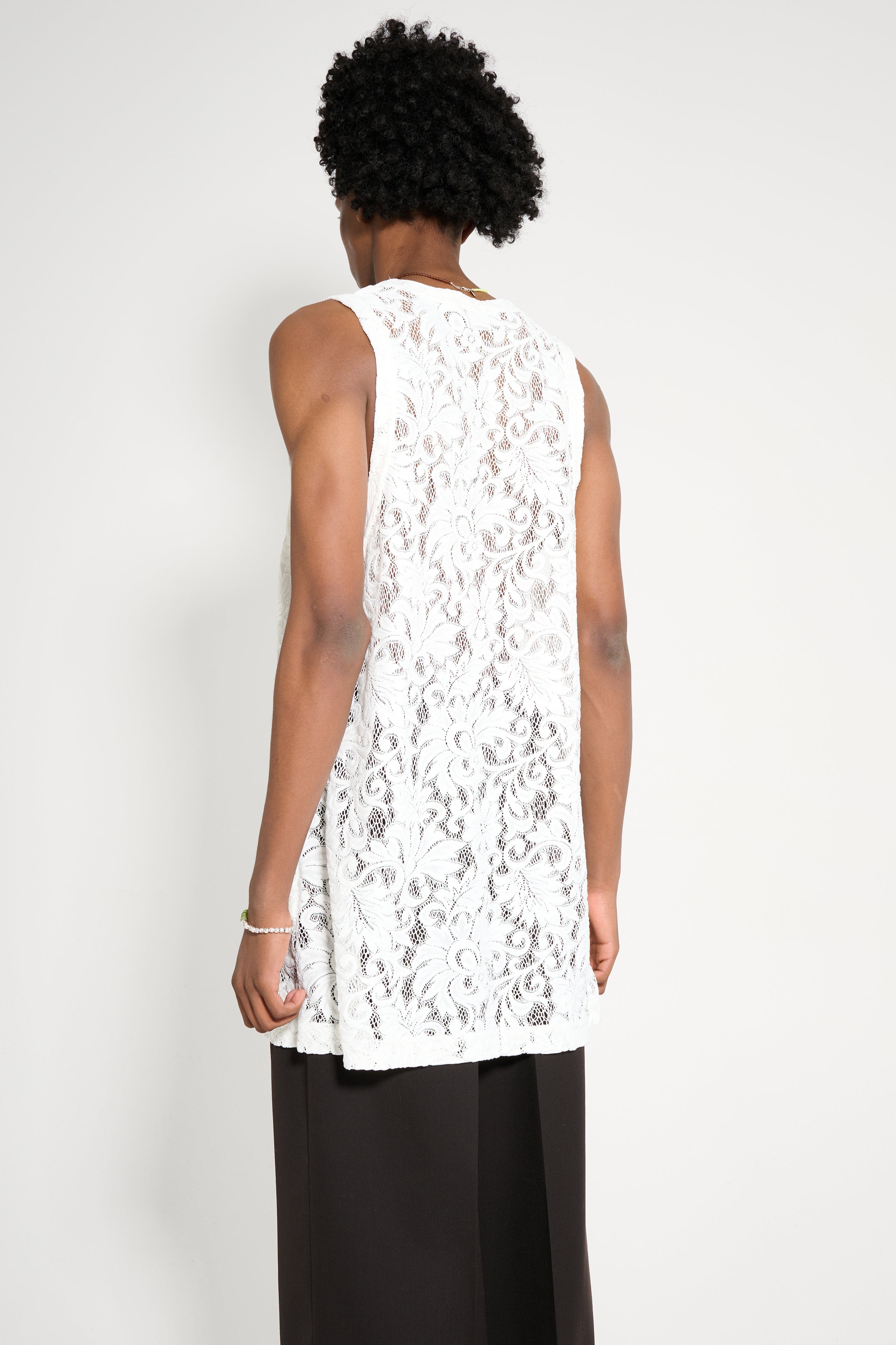 Comme des Garçons Homme Plus Lace Tank Top Off White