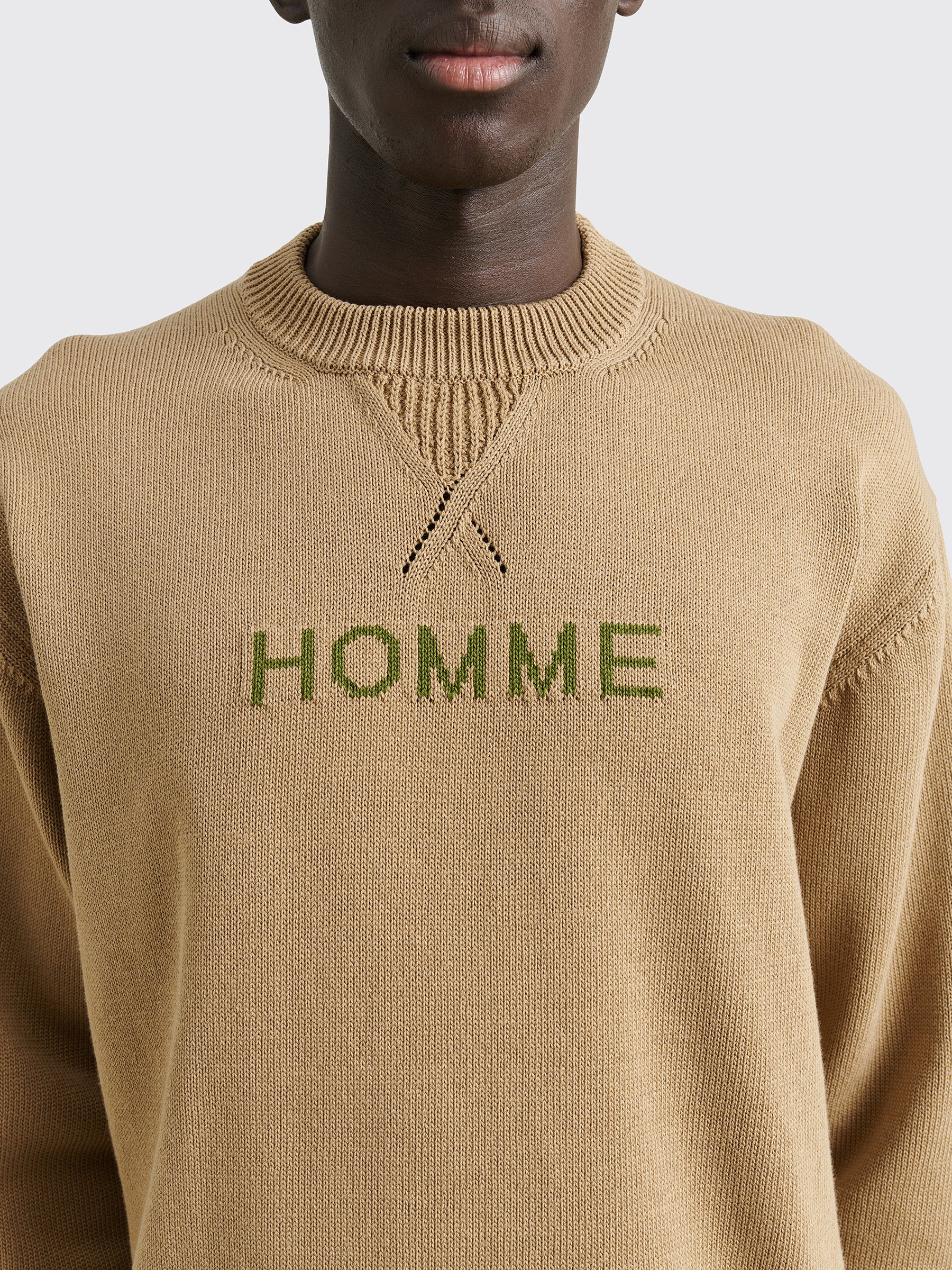 Comme des Garçons Homme Knitted Logo Sweater Beige / Green