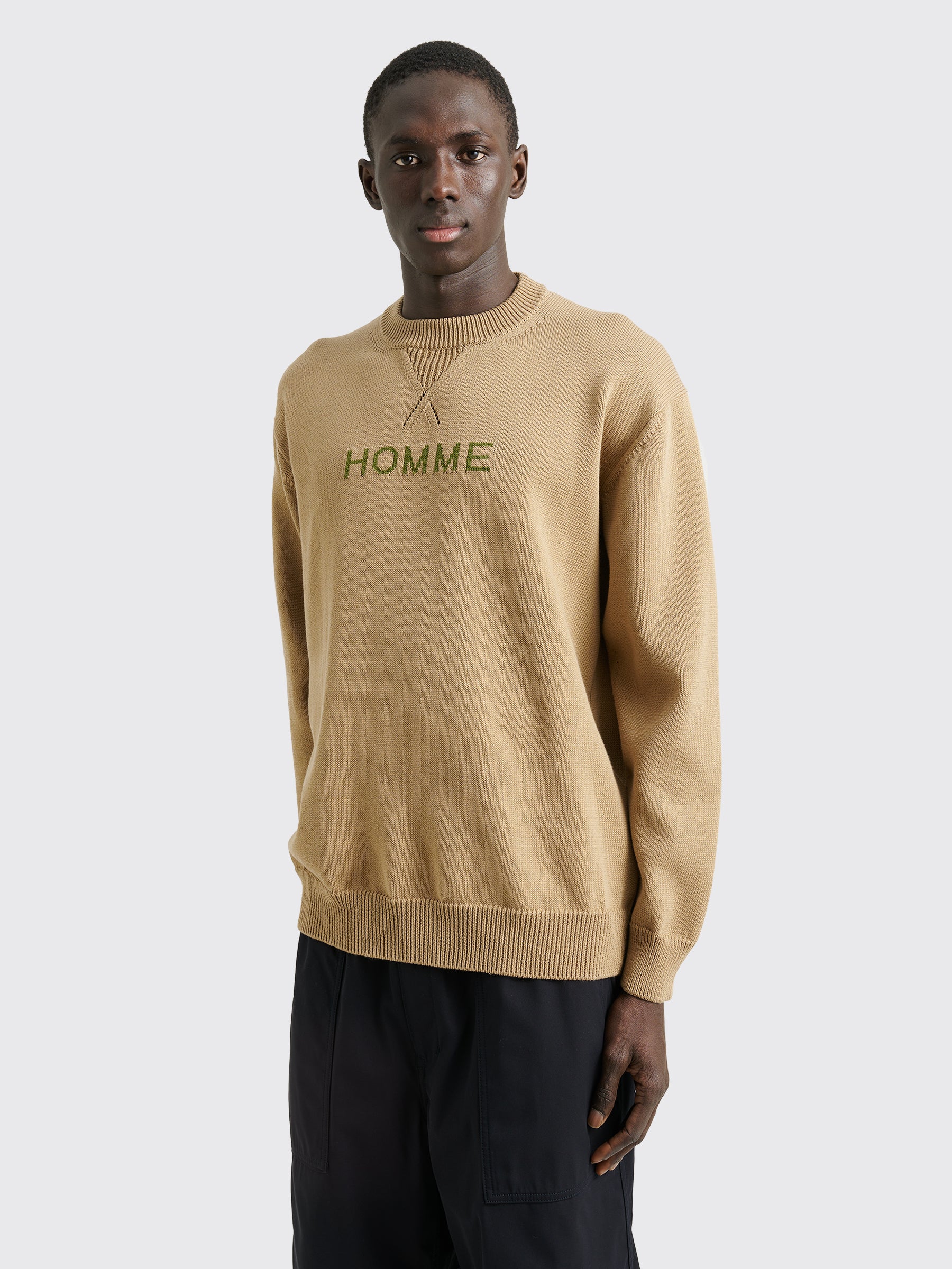 Comme des Garçons Homme Knitted Logo Sweater Beige / Green