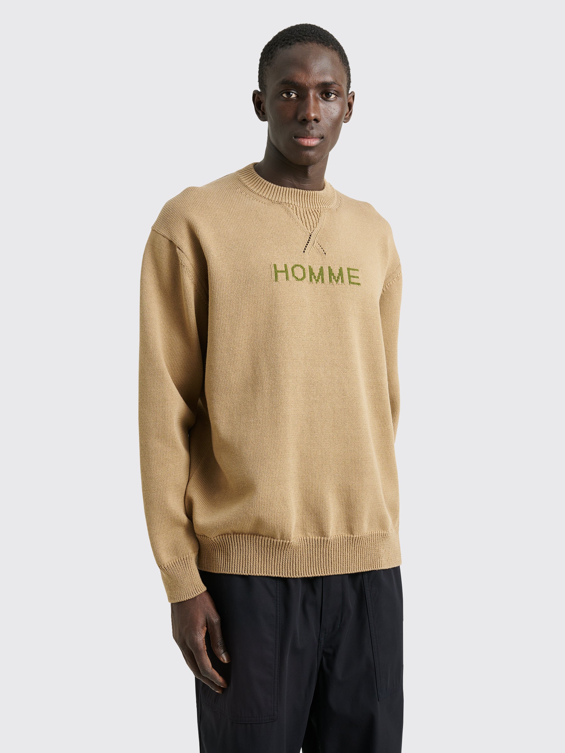 Comme des Garçons Homme Knitted Logo Sweater Beige / Green