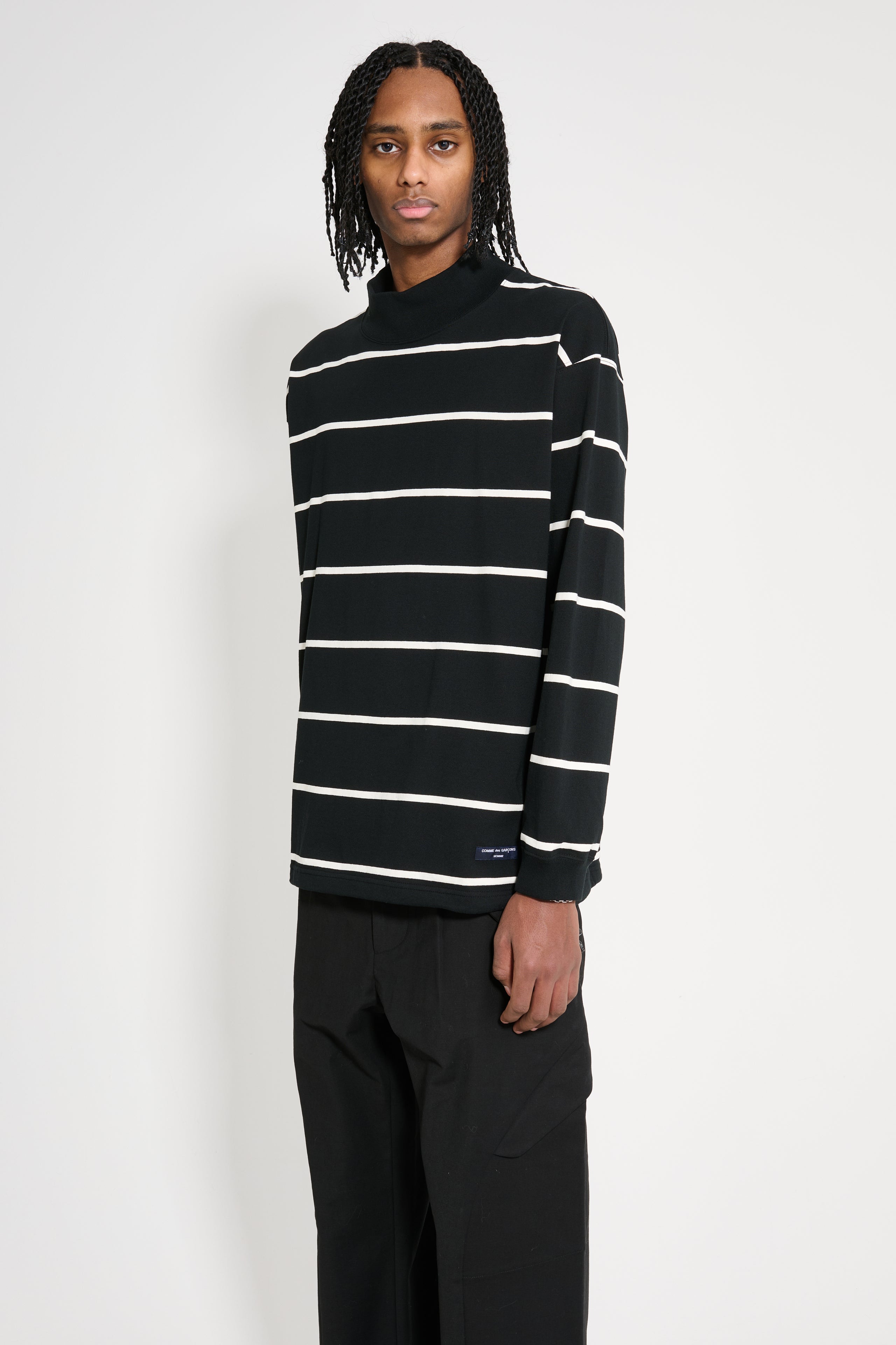 Comme des Garçons Homme Mock Neck Long Sleeve Black / Off-White