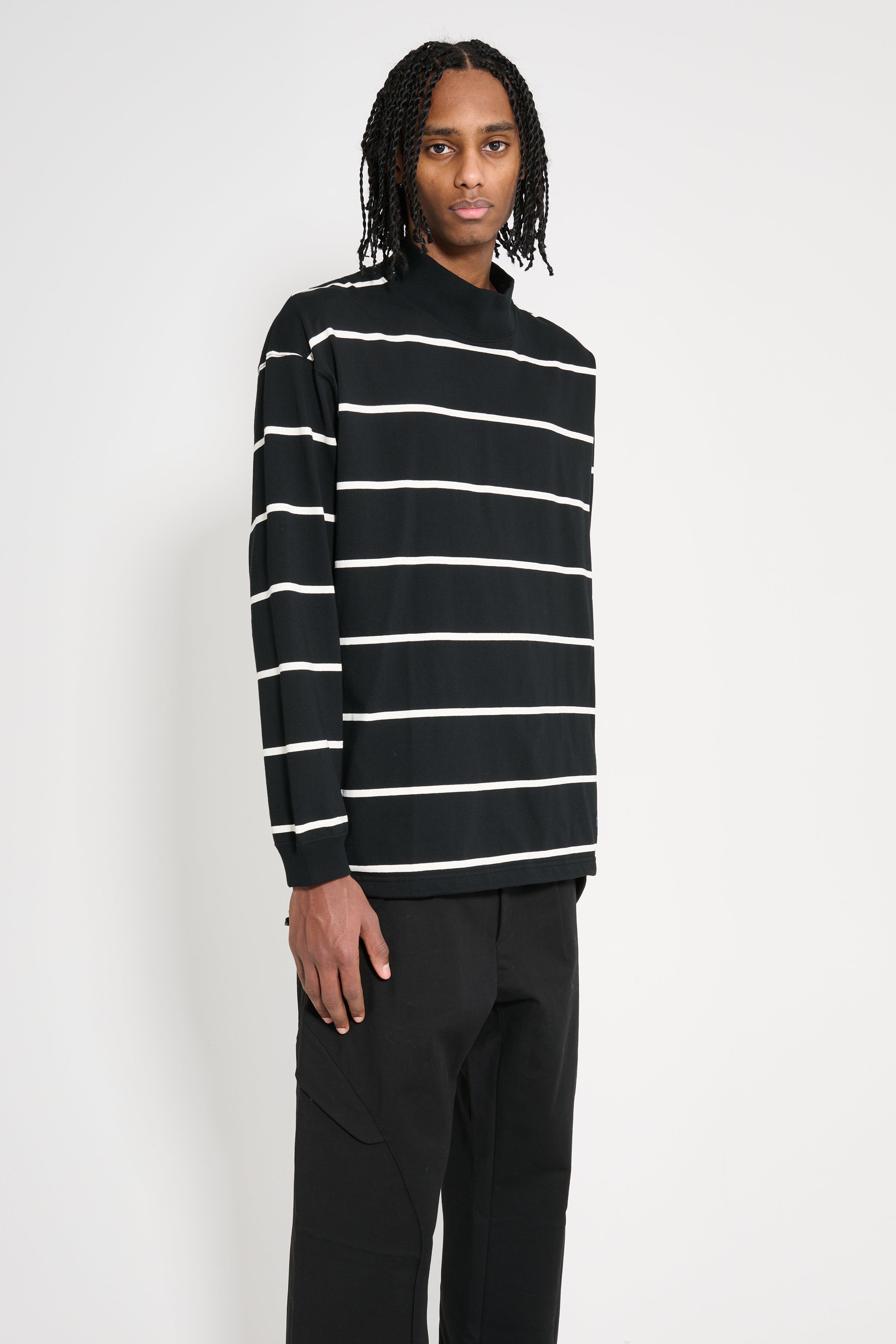 Comme des Garçons Homme Mock Neck Long Sleeve Black / Off-White