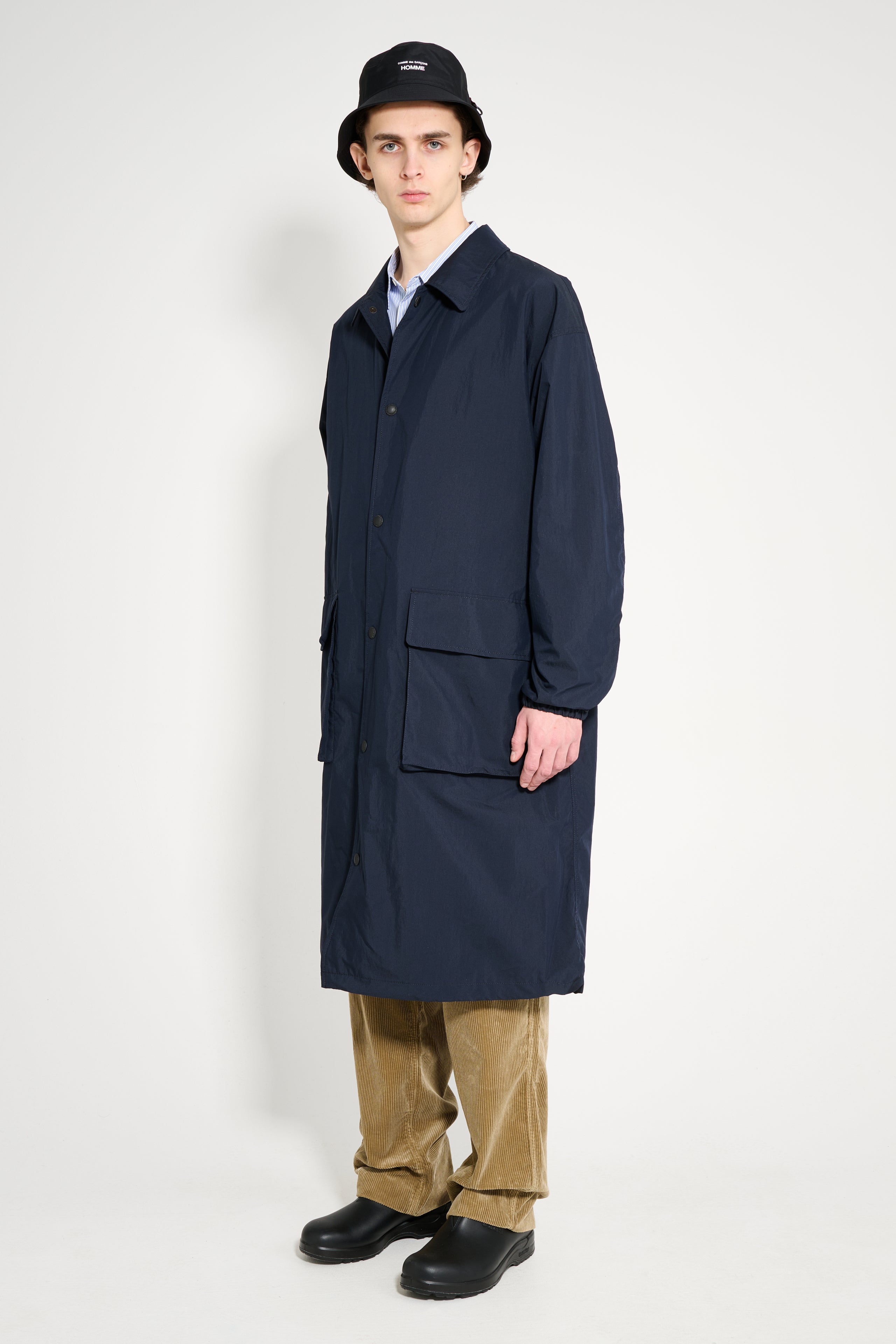 Comme des Garçons Homme Typewriter Cotton Mac Coat Navy