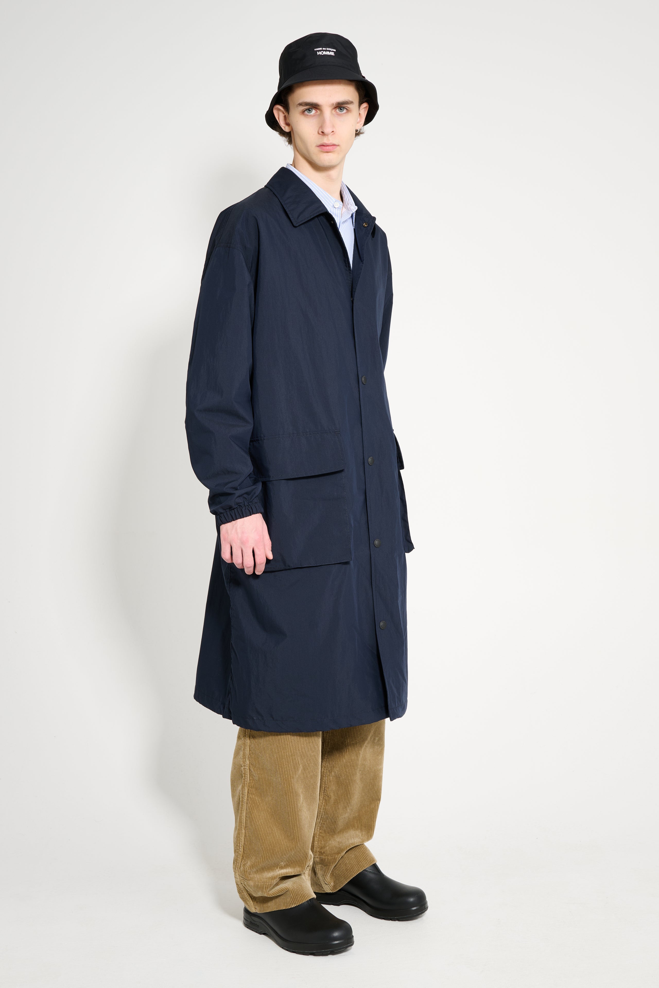 Comme des Garçons Homme Typewriter Cotton Mac Coat Navy