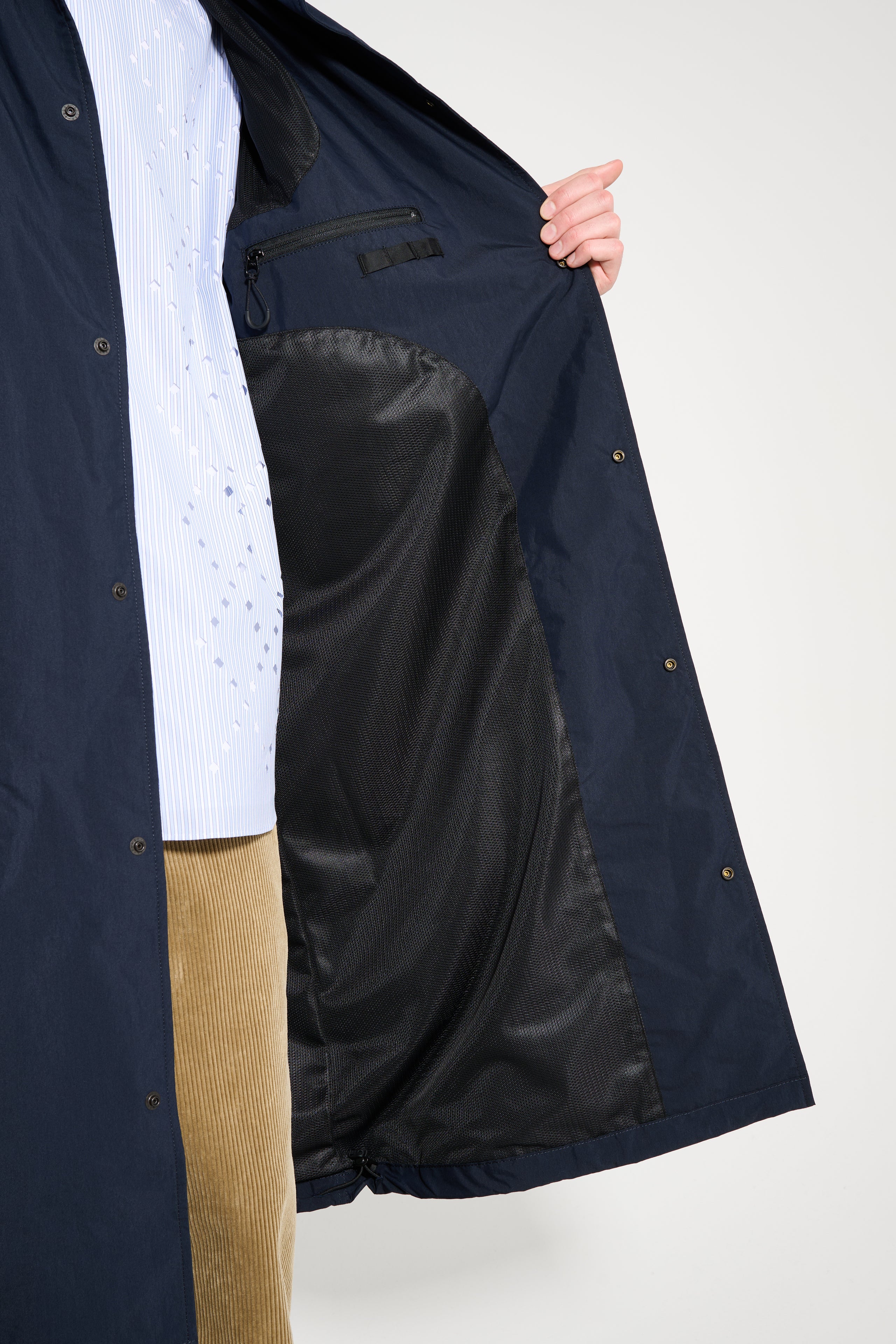 Comme des Garçons Homme Typewriter Cotton Mac Coat Navy