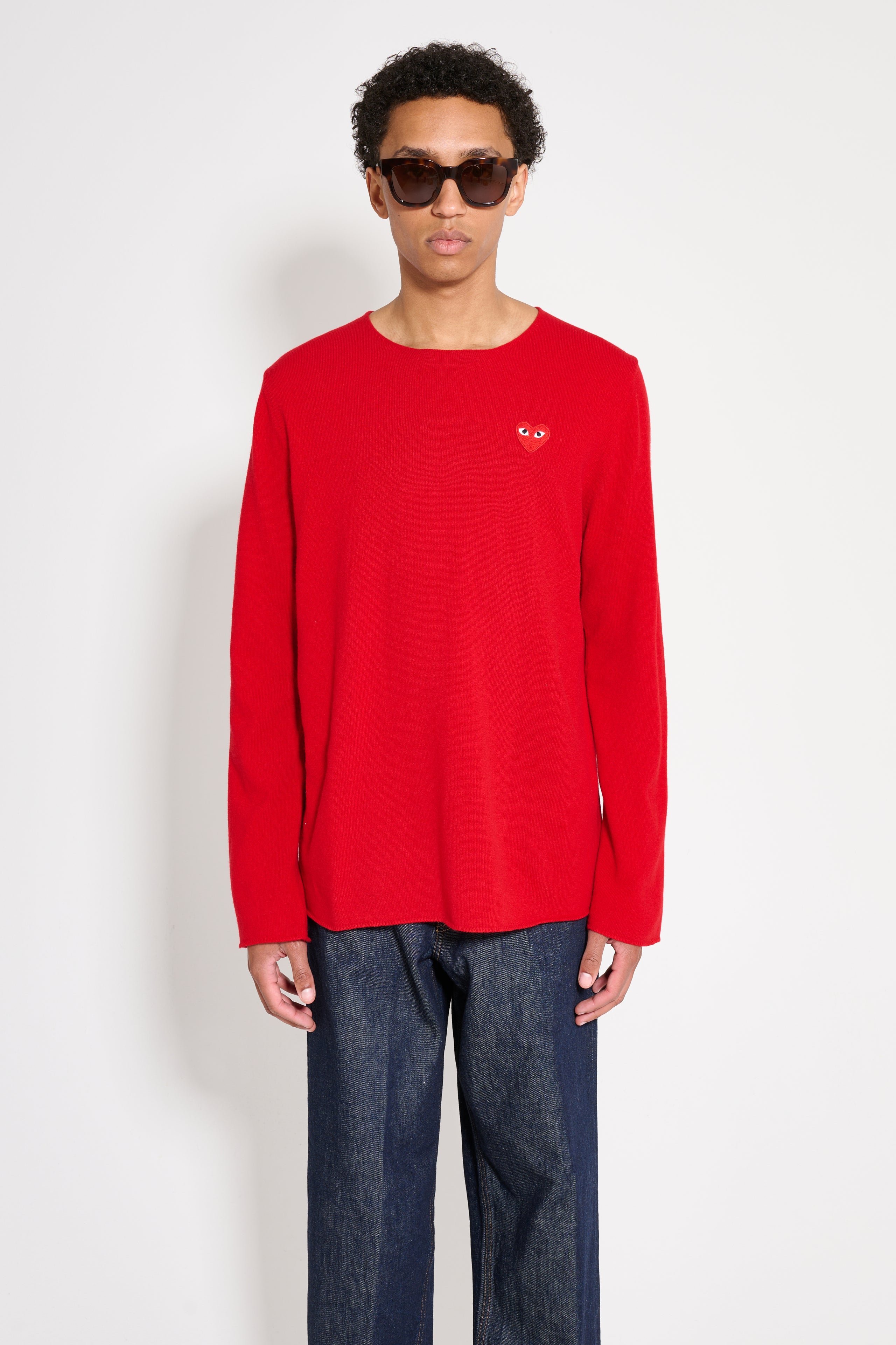 Comme des Garçons Play Small Heart Knitted Sweater Red