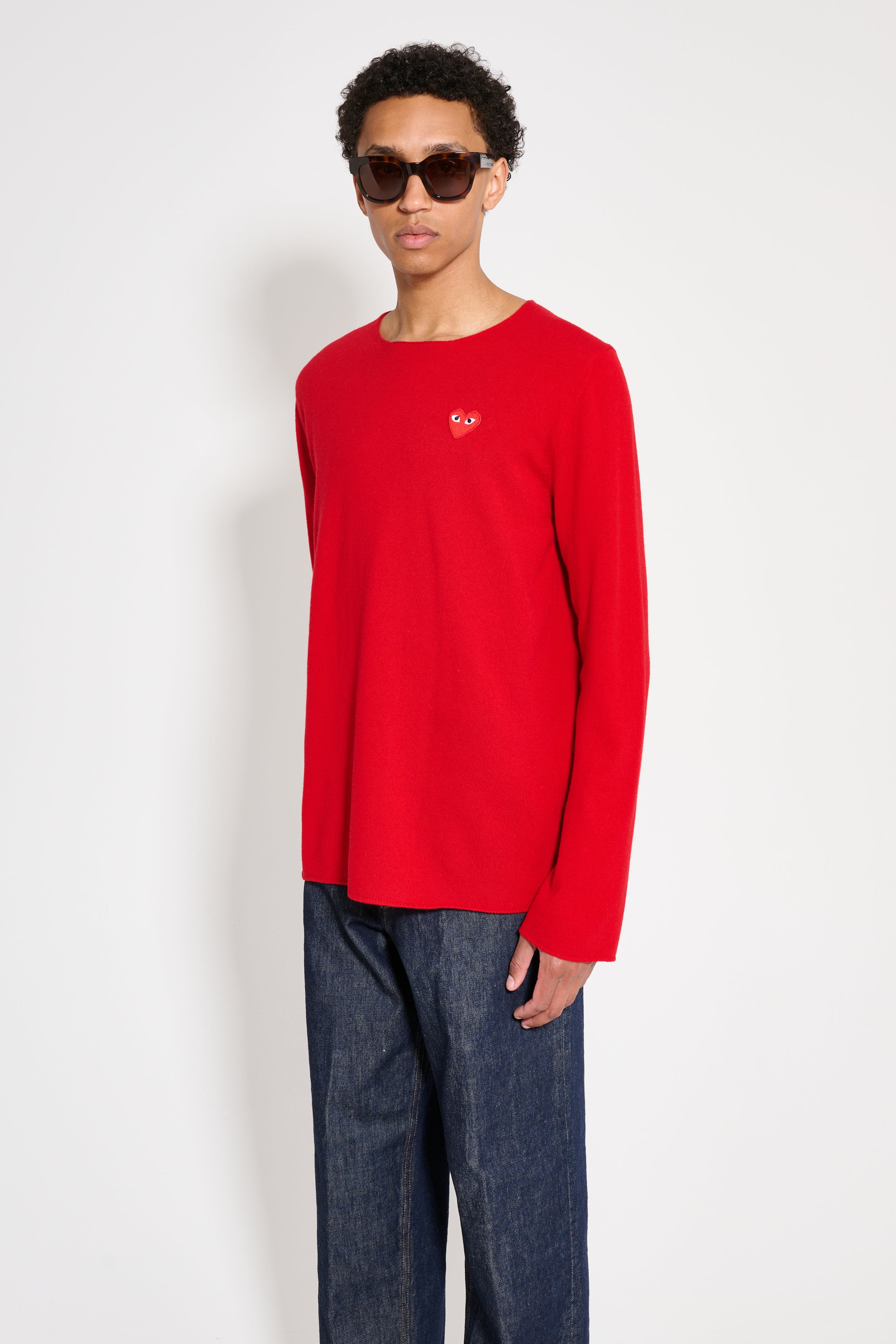 Comme des Garçons Play Small Heart Knitted Sweater Red