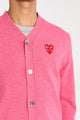 Comme des Garçons Play Double Heart Knitted Cardigan Pink