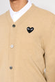 Comme des Garçons Play Small Heart Knitted Cardigan Light Camel / Black