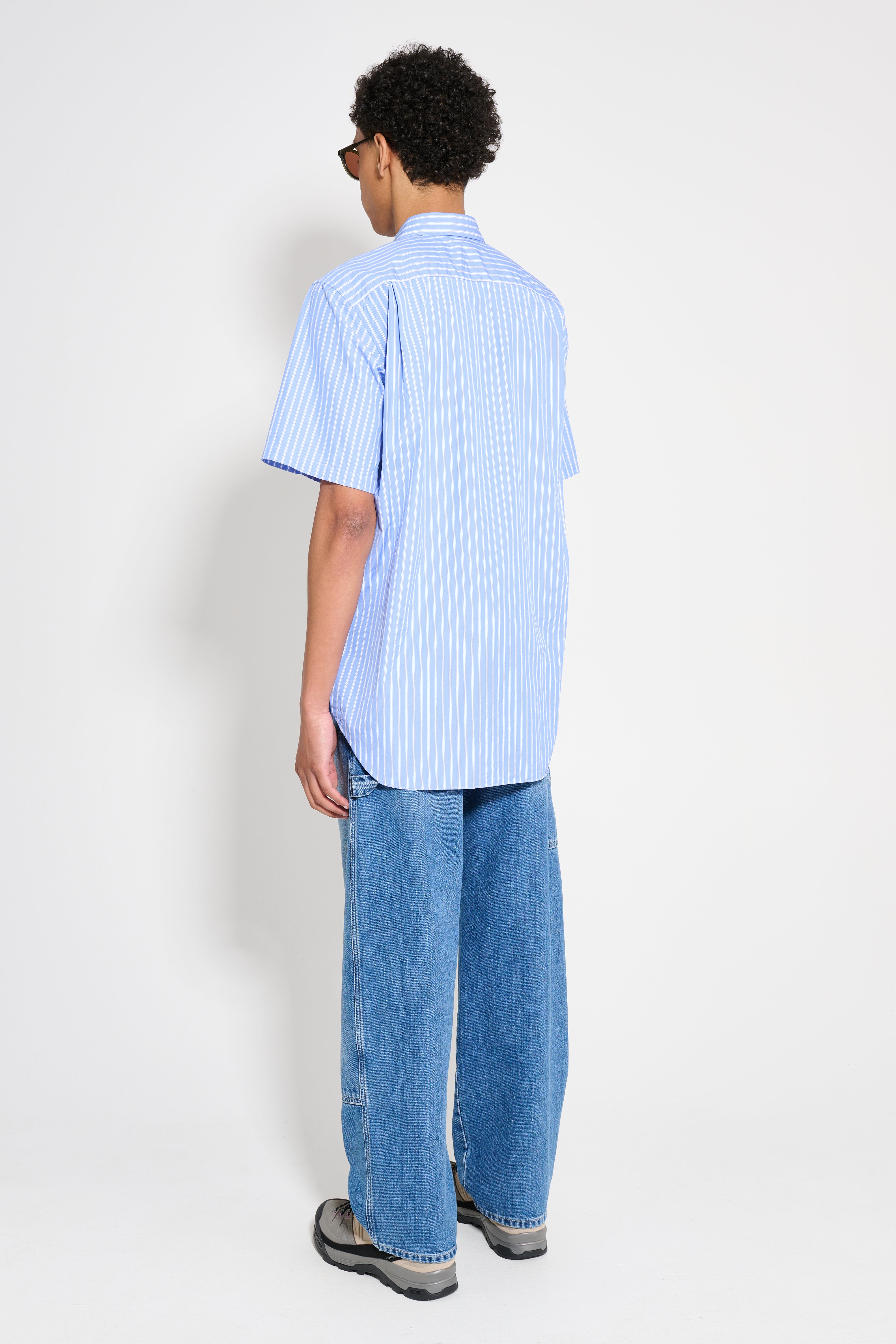 Comme des Garçons Play Small Heart Short Sleeve Shirt Stripe Blue