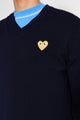 Comme des Garçons Play Small Heart Knitted V-Neck Pullover Navy