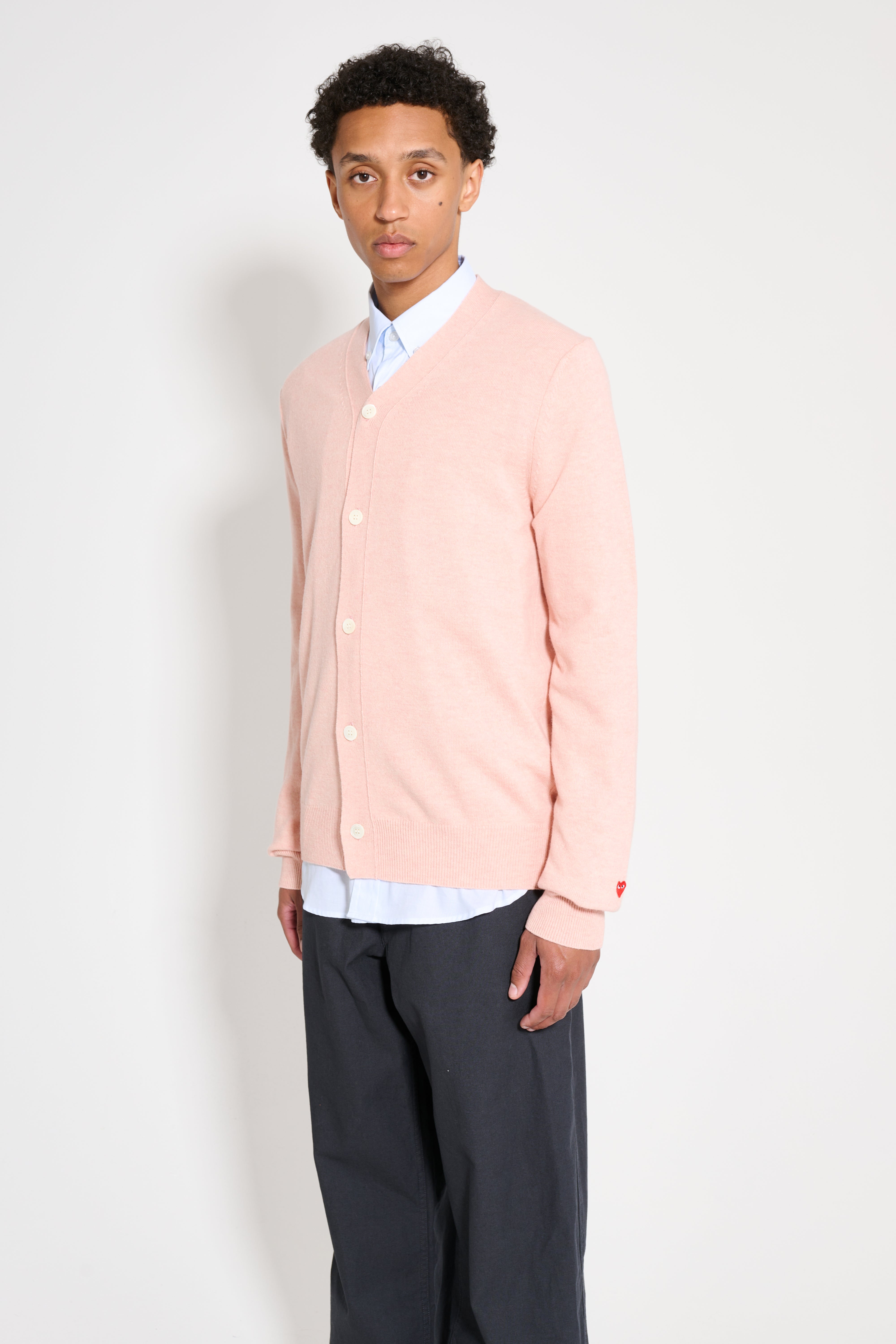 Comme des Garons Play - Unisex Knit Cardigan - Light Pink - XL Comme des Garons Play - Unisex Knit Cardigan - Light Pink - XL