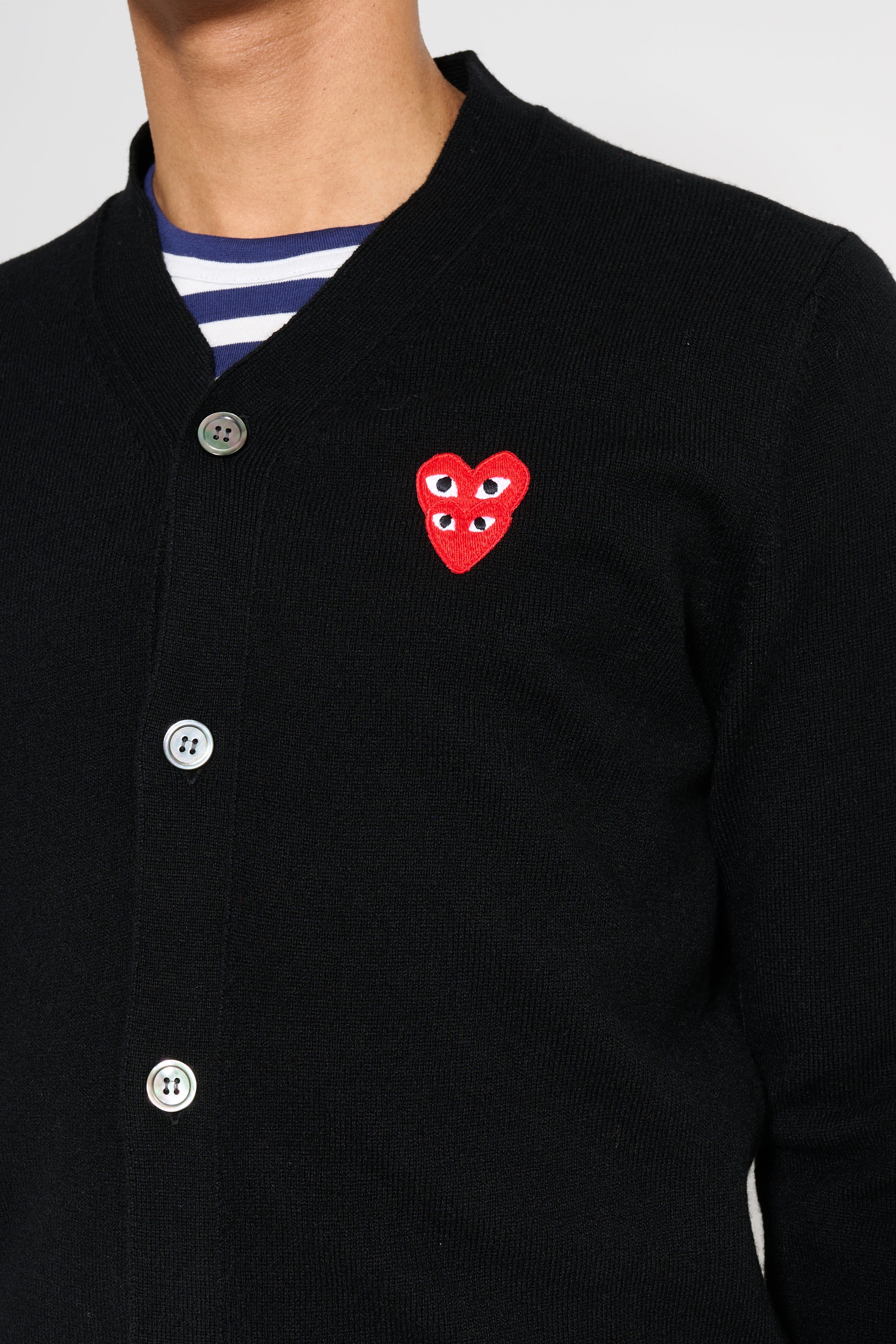 Comme des Garçons Play Double Heart Knitted Cardigan Black