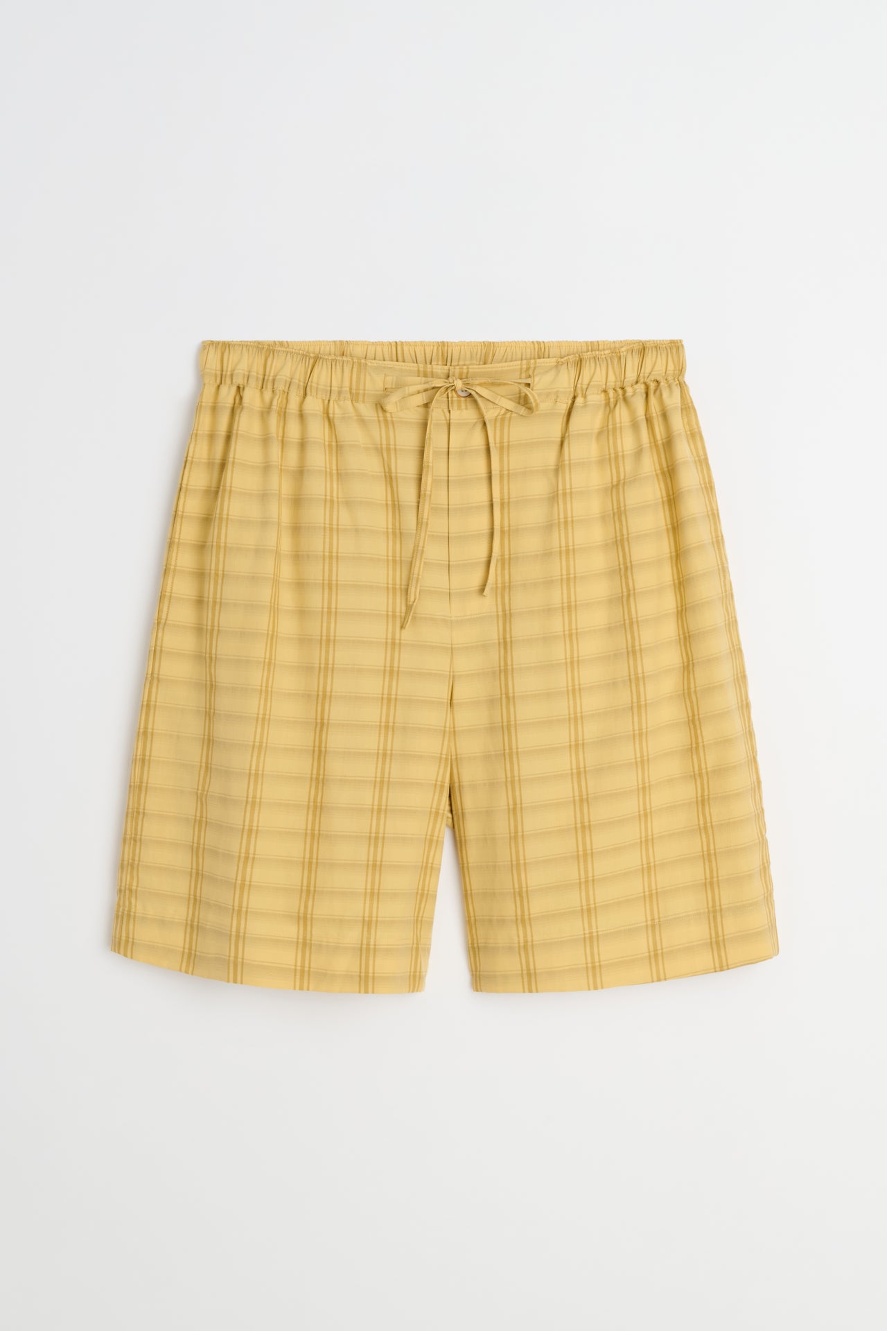 CMMN SWDN Paris Silk Cotton Shorts Yellow Check