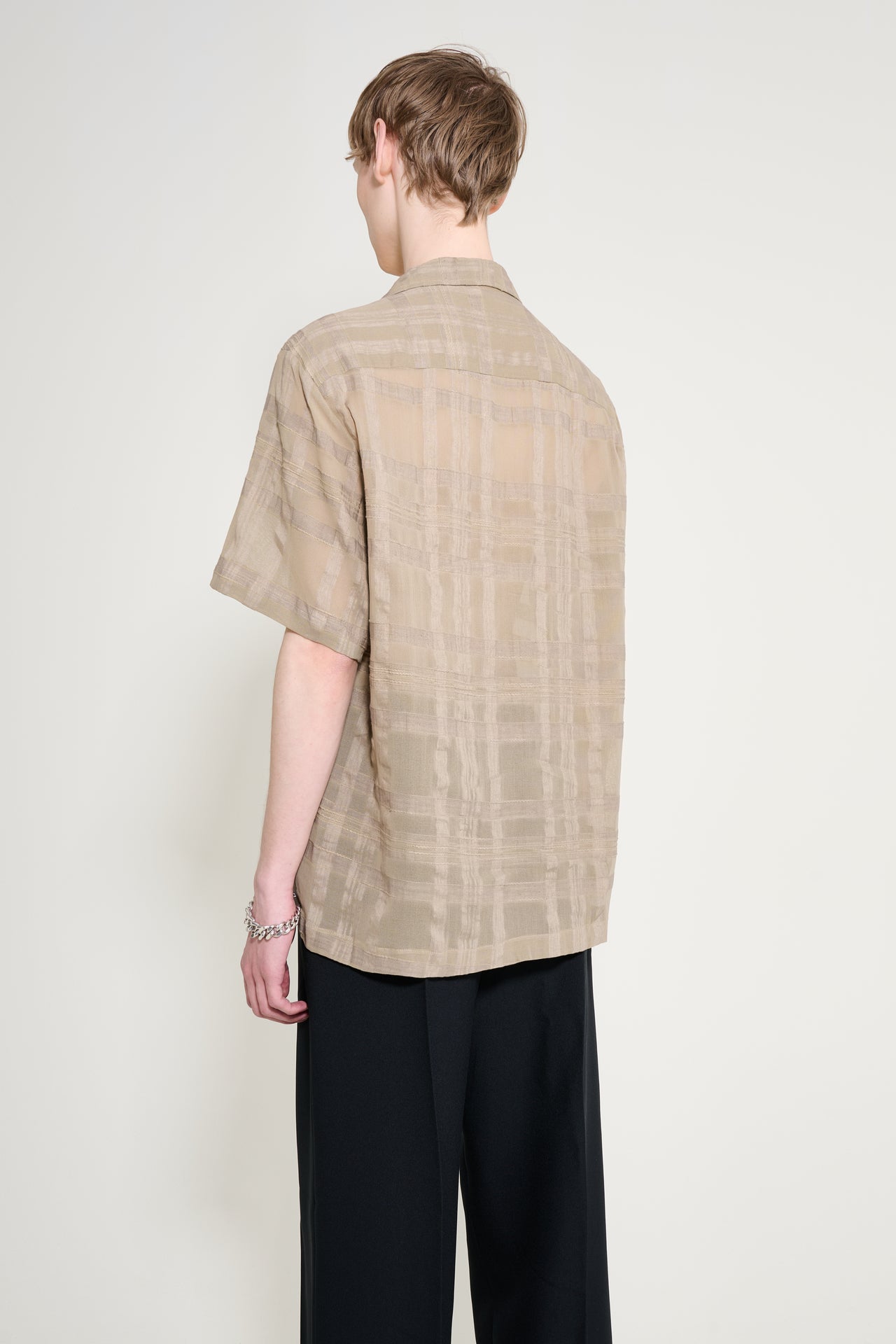 CMMN SWDN Ted Sheer Check Shirt Stone
