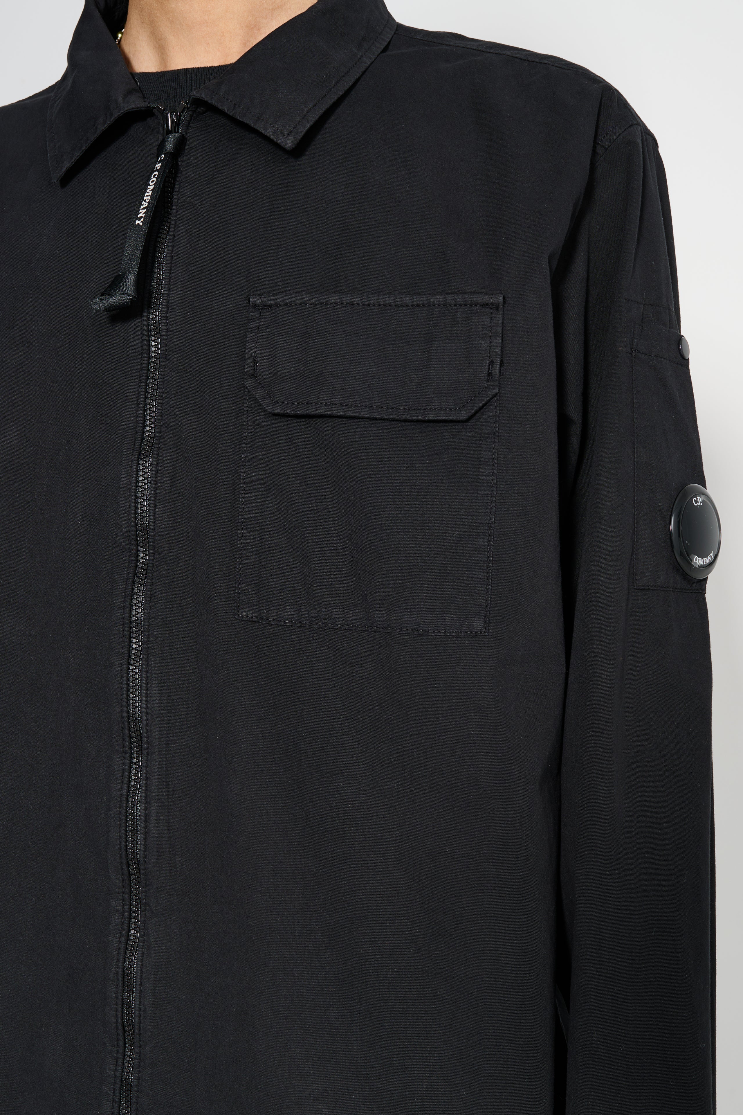 C.P. Company Organic Gabardine Full Zip Overshirt Black