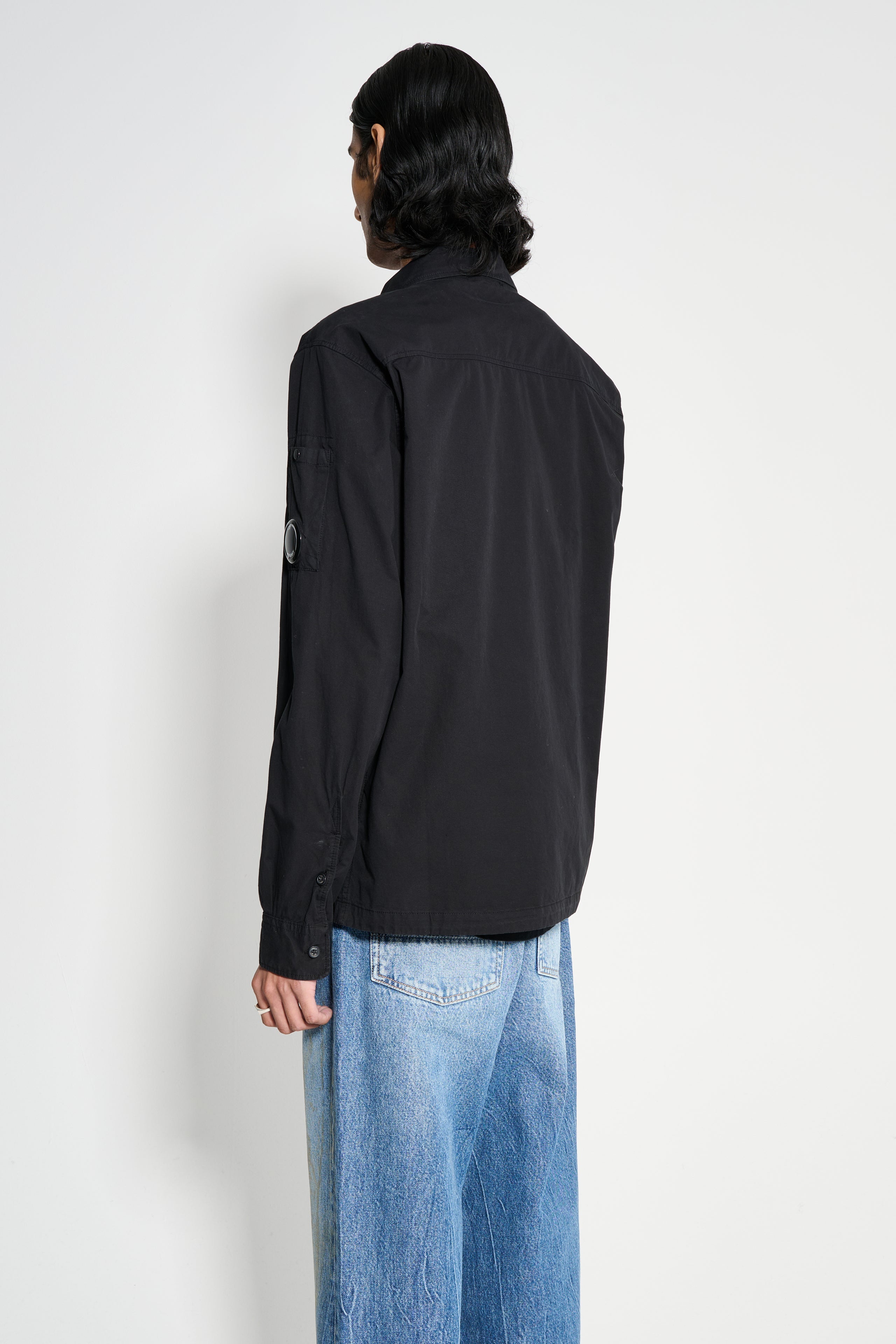 C.P. Company Organic Gabardine Full Zip Overshirt Black