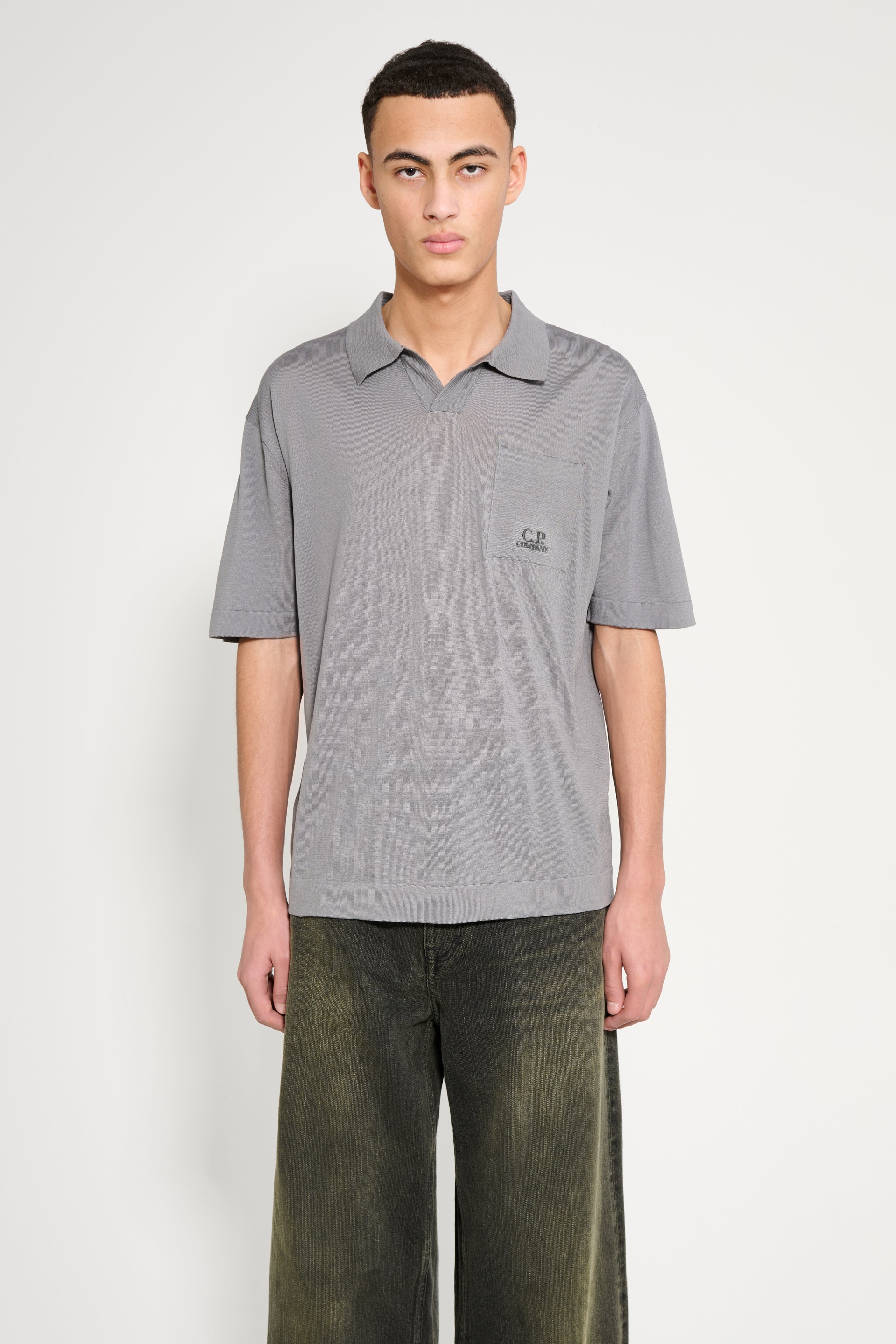 C.P. Company Polo Knit Smoked Pearl