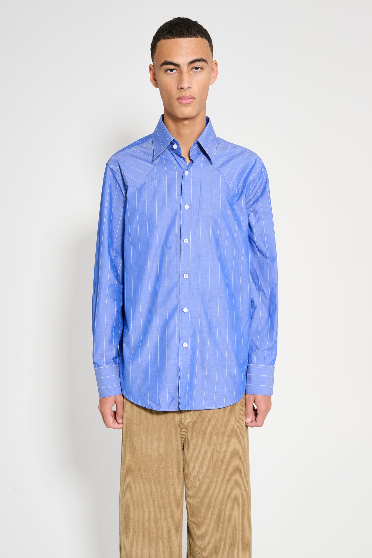 Carter Young Western Business Shirt Cobalt / Off-White