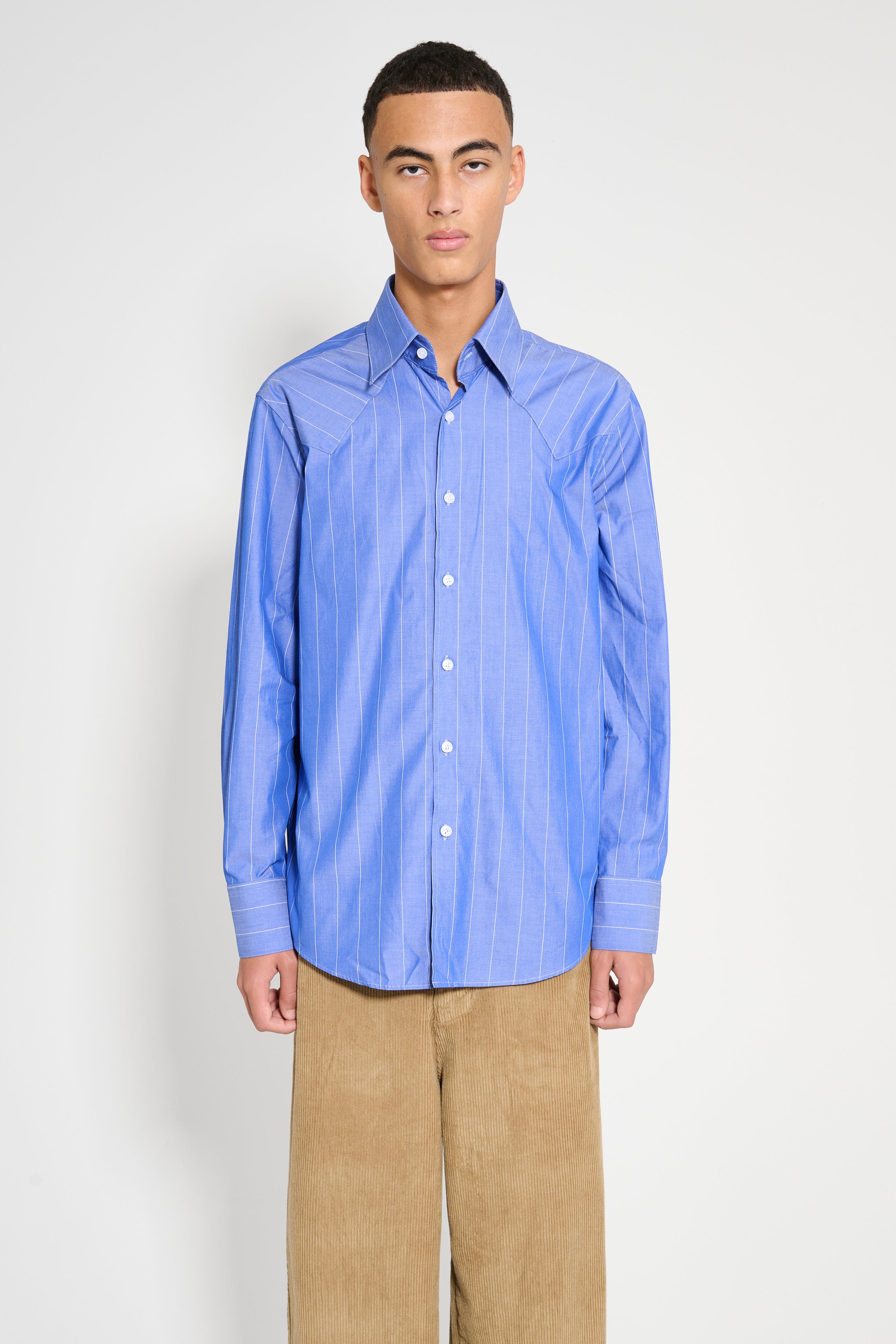 Carter Young Western Business Shirt Cobalt / Off-White