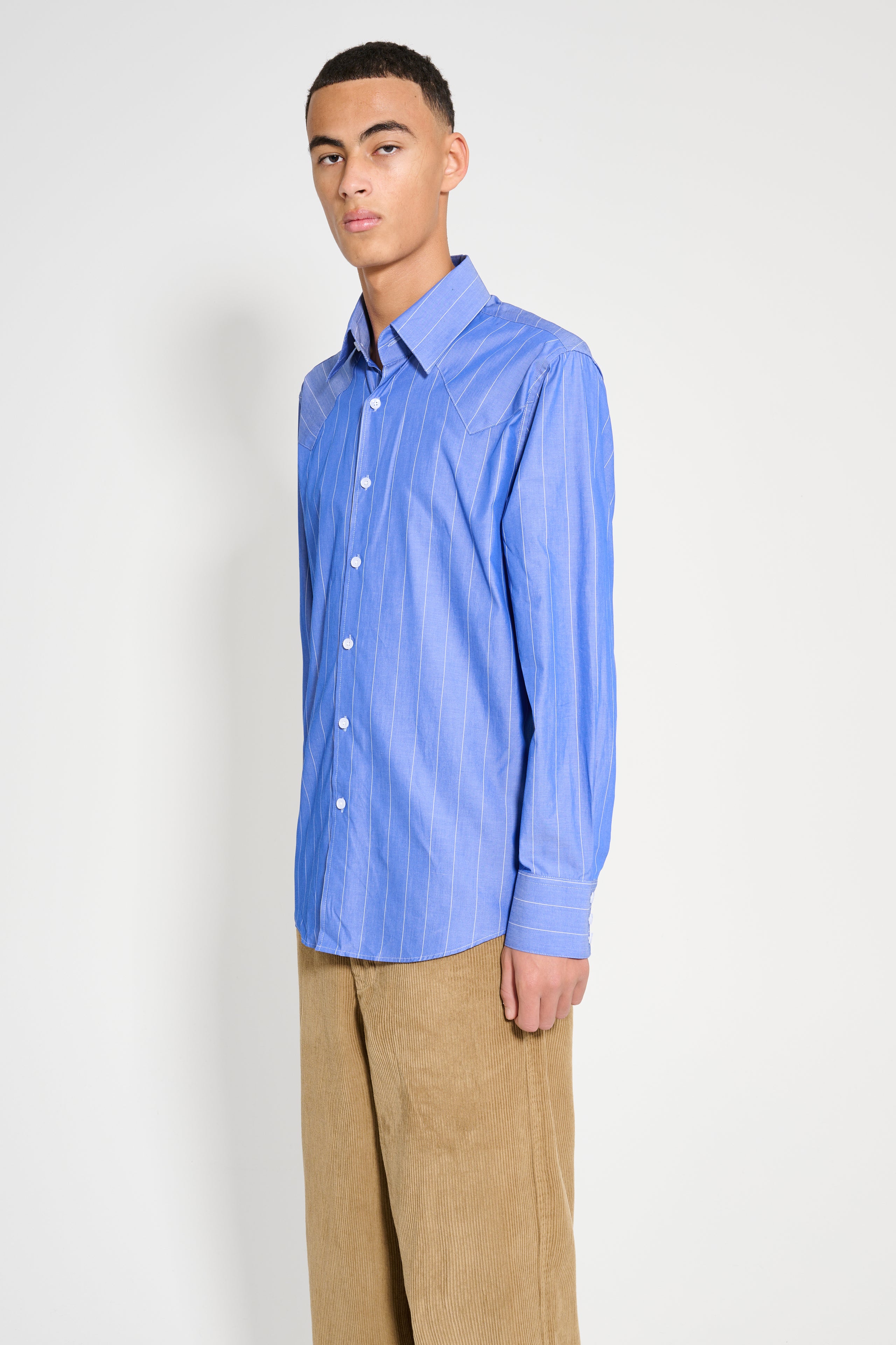 Carter Young Western Business Shirt Cobalt / Off-White