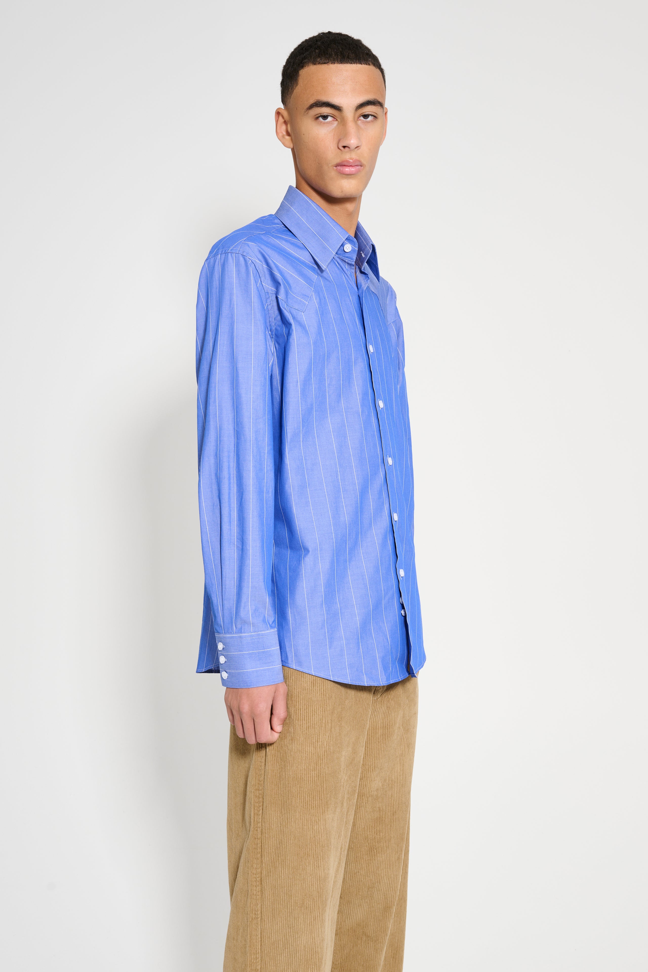 Carter Young Western Business Shirt Cobalt / Off-White