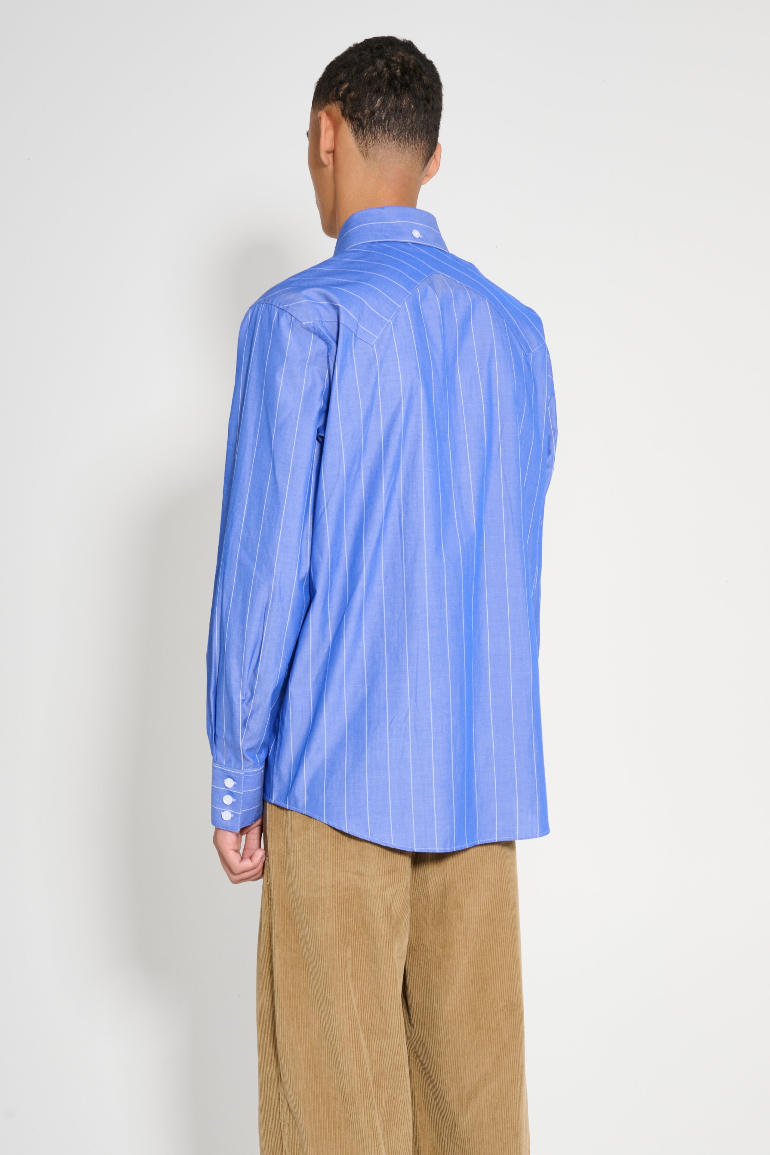 Carter Young Western Business Shirt Cobalt / Off-White