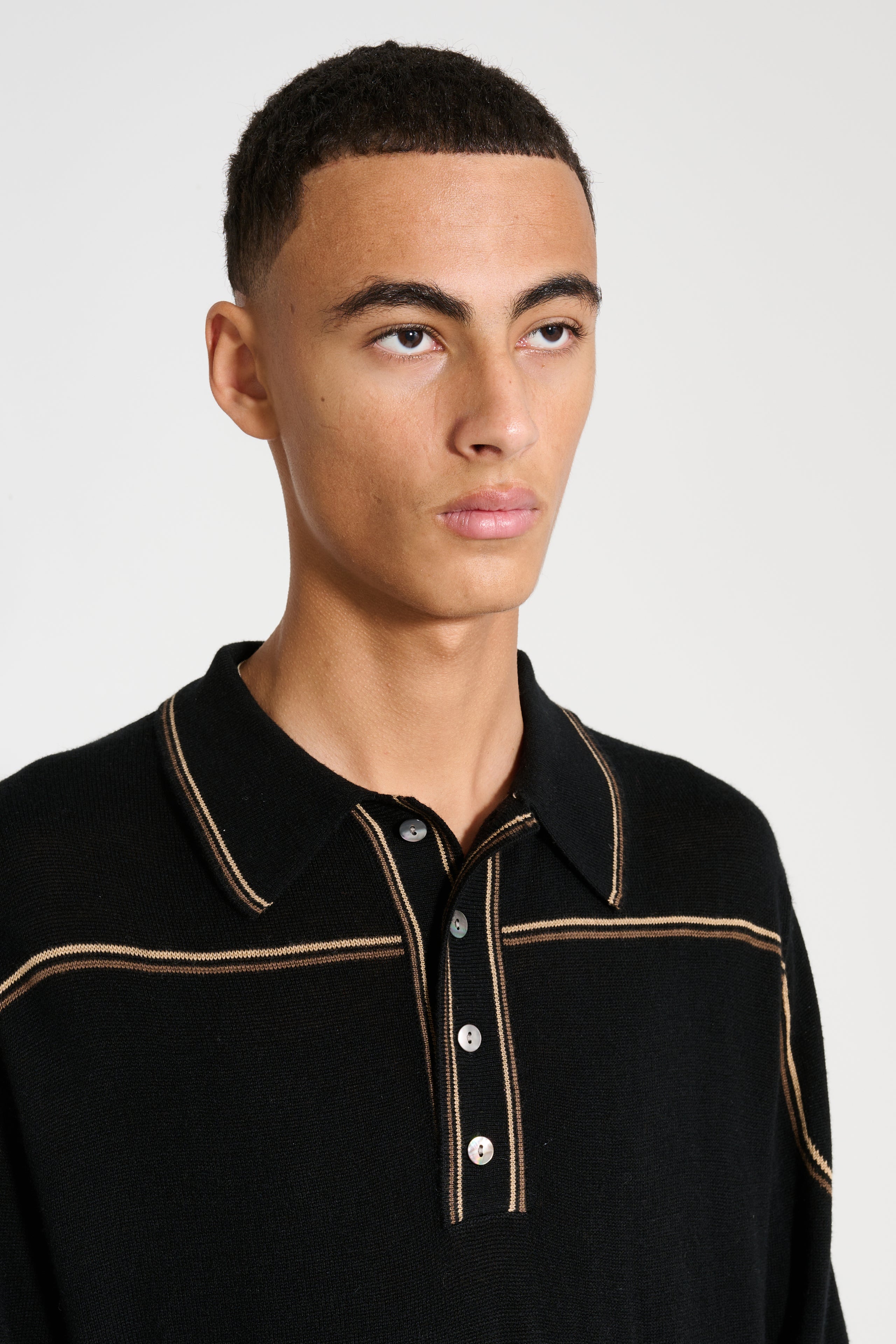 Carter Young Kowalski Knit Polo Black / Tan