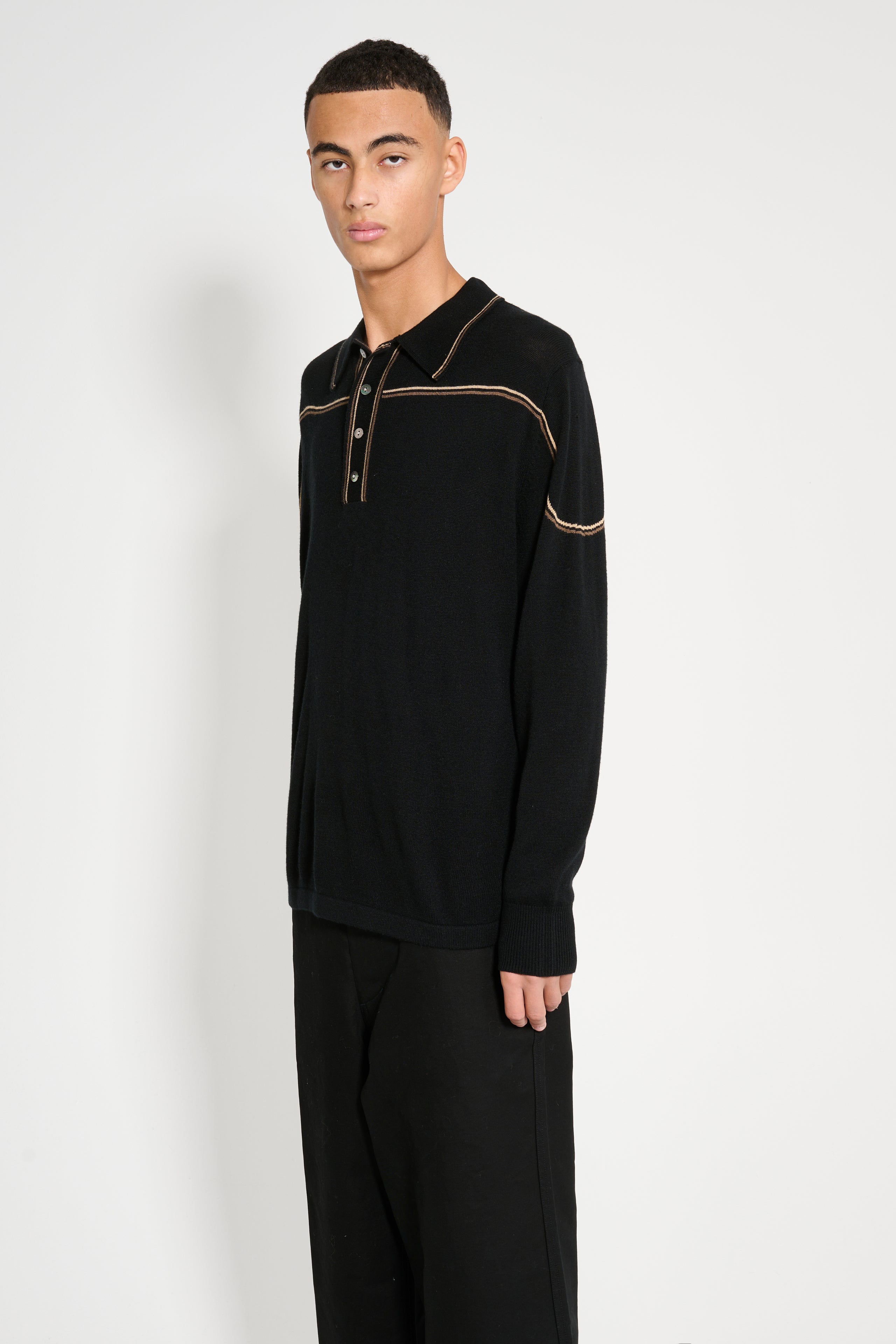 Carter Young Kowalski Knit Polo Black / Tan